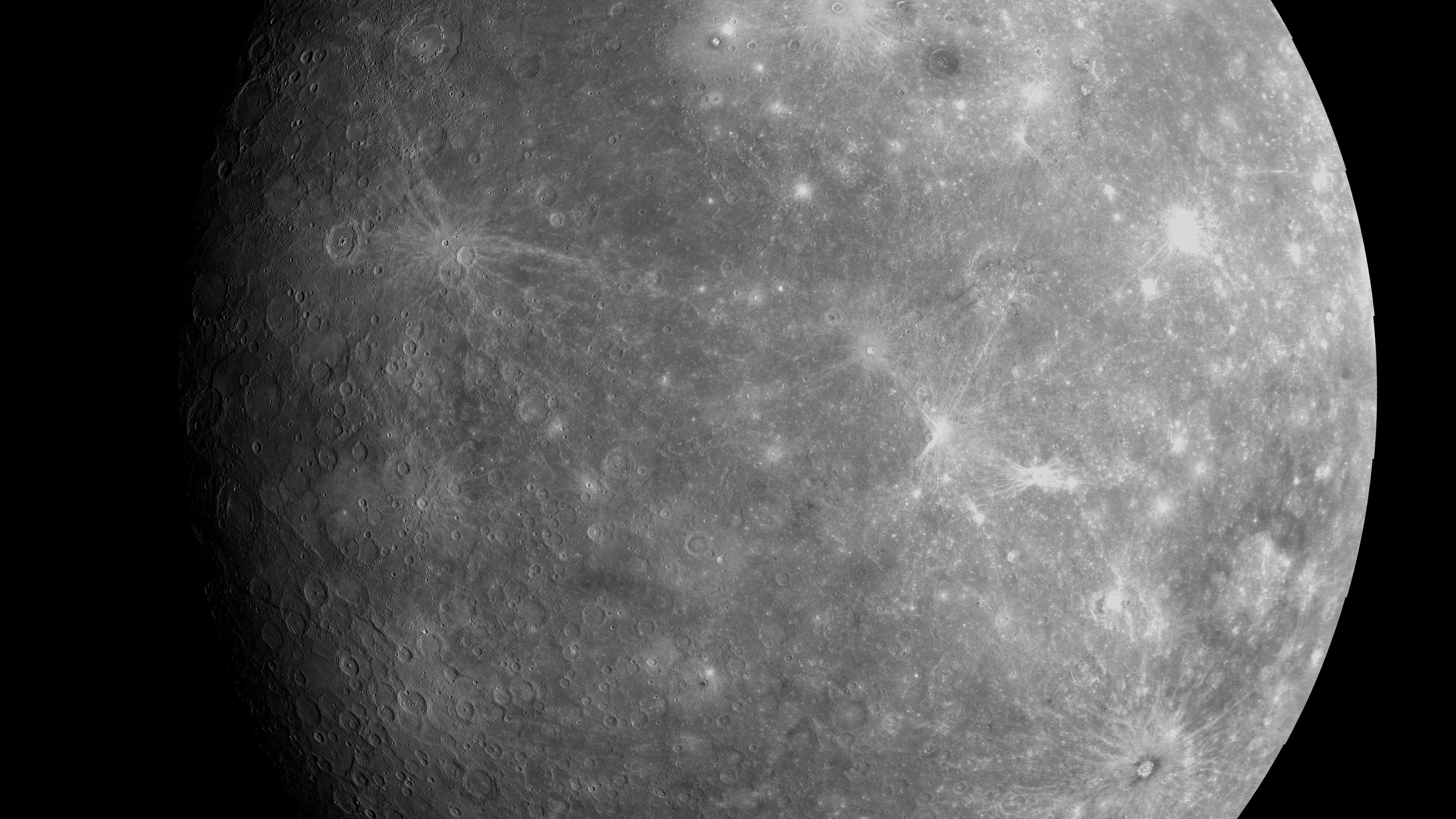 This composite image provided by NASA/Johns Hopkins University Applied Physics Laboratory/Carnegie Institution of Washington on Oct. 22, 2013, shows Mercury as it appeared to the Messenger spacecraft following a flyby of the planet. (NASA/Johns Hopkins University Applied Physics Laboratory/Carnegie Institution of Washington via AP)