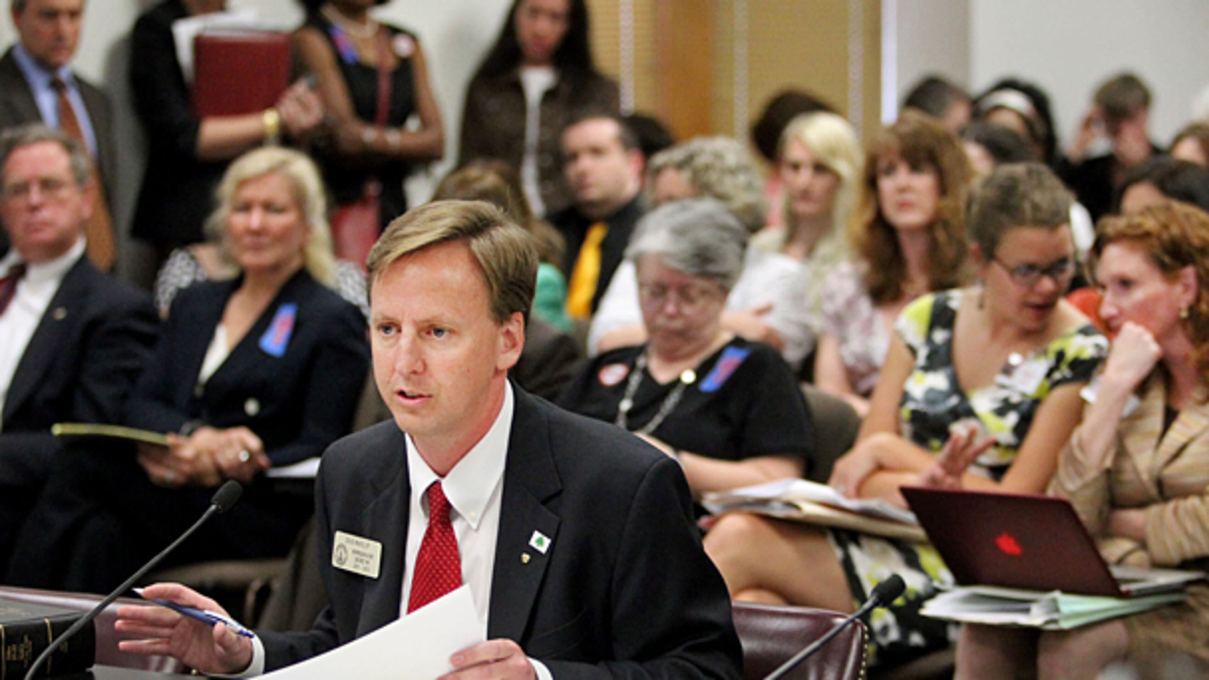 Doug McKillip discusses a bill at the state Capitol in 2012. At the time, he was a Republican state representative from Athens. (AJC file photo)