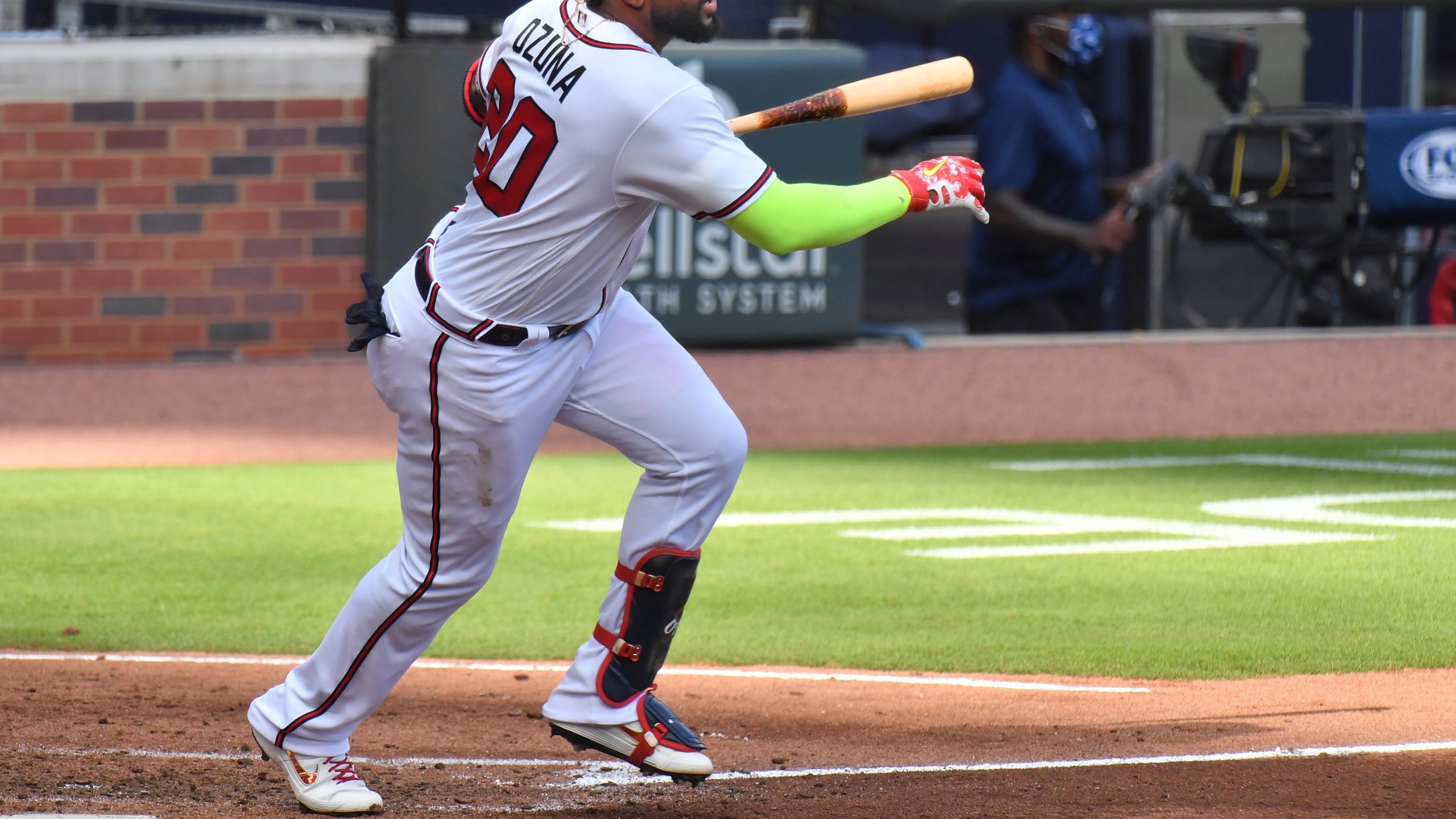 Braves left fielder Marcell Ozuna. (Hyosub Shin / Hyosub.Shin@ajc.com)