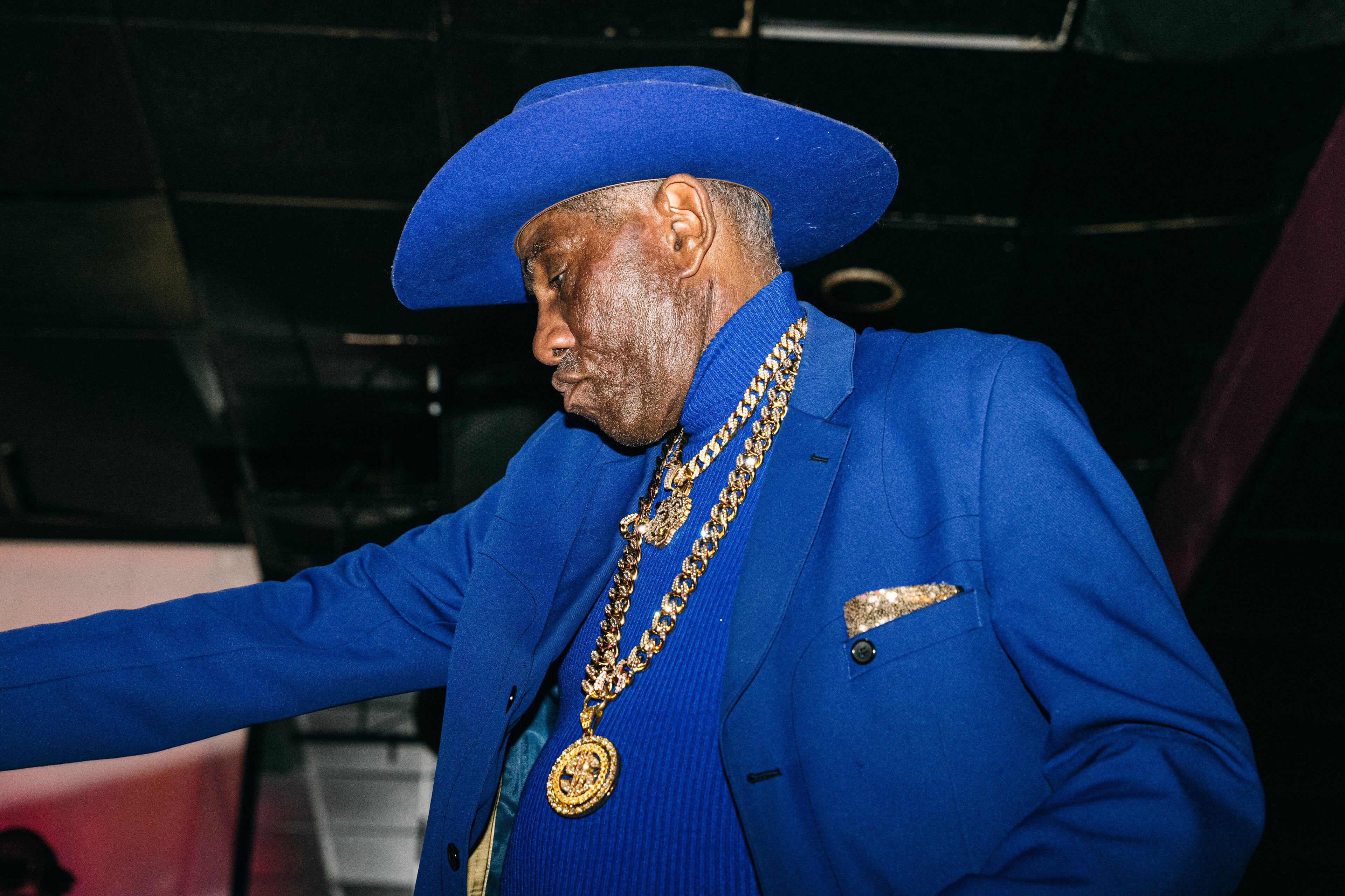 James Stewart, 72, dances with the live band at Ellery's Night Club and Lounge in southwest Atlanta on Wednesday, Feb. 21, 2024. (Olivia Bowdoin for the AJC)