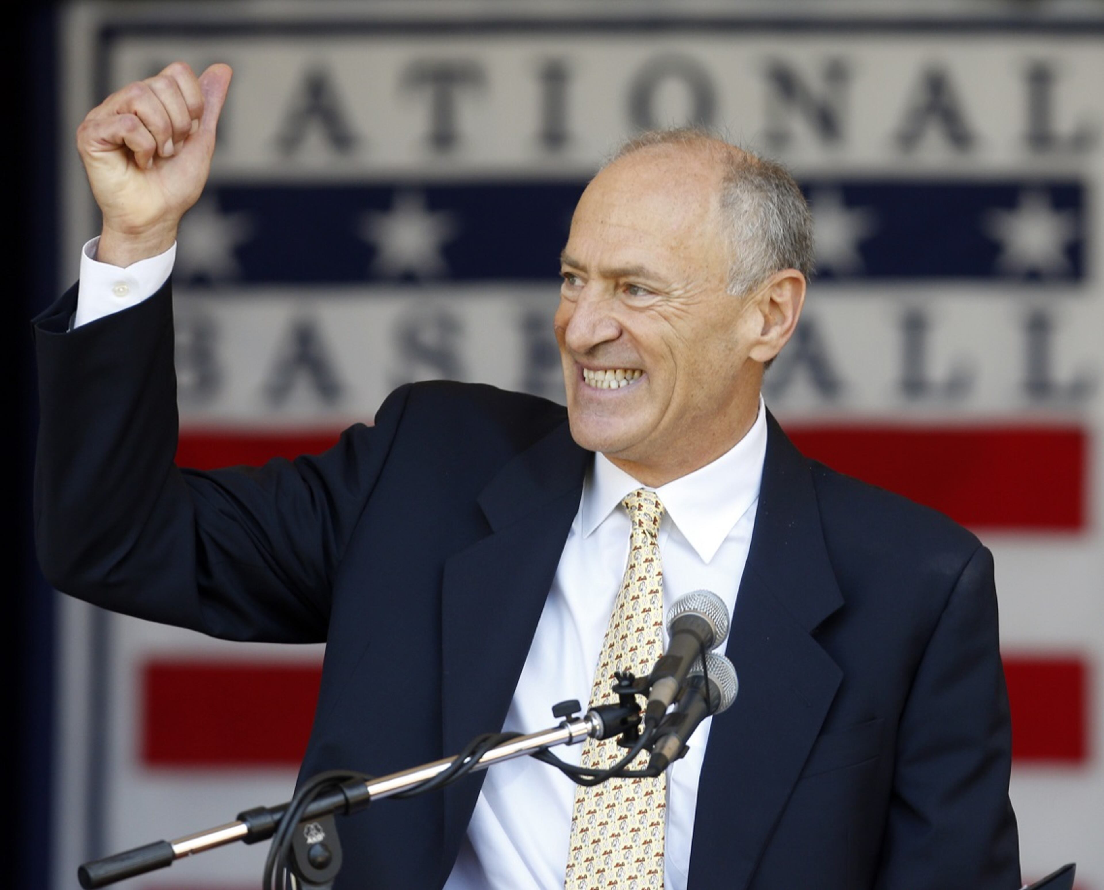 Texas Rangers broadcaster Eric Nadel speaks after receiving the Ford. C. Frick Award.
