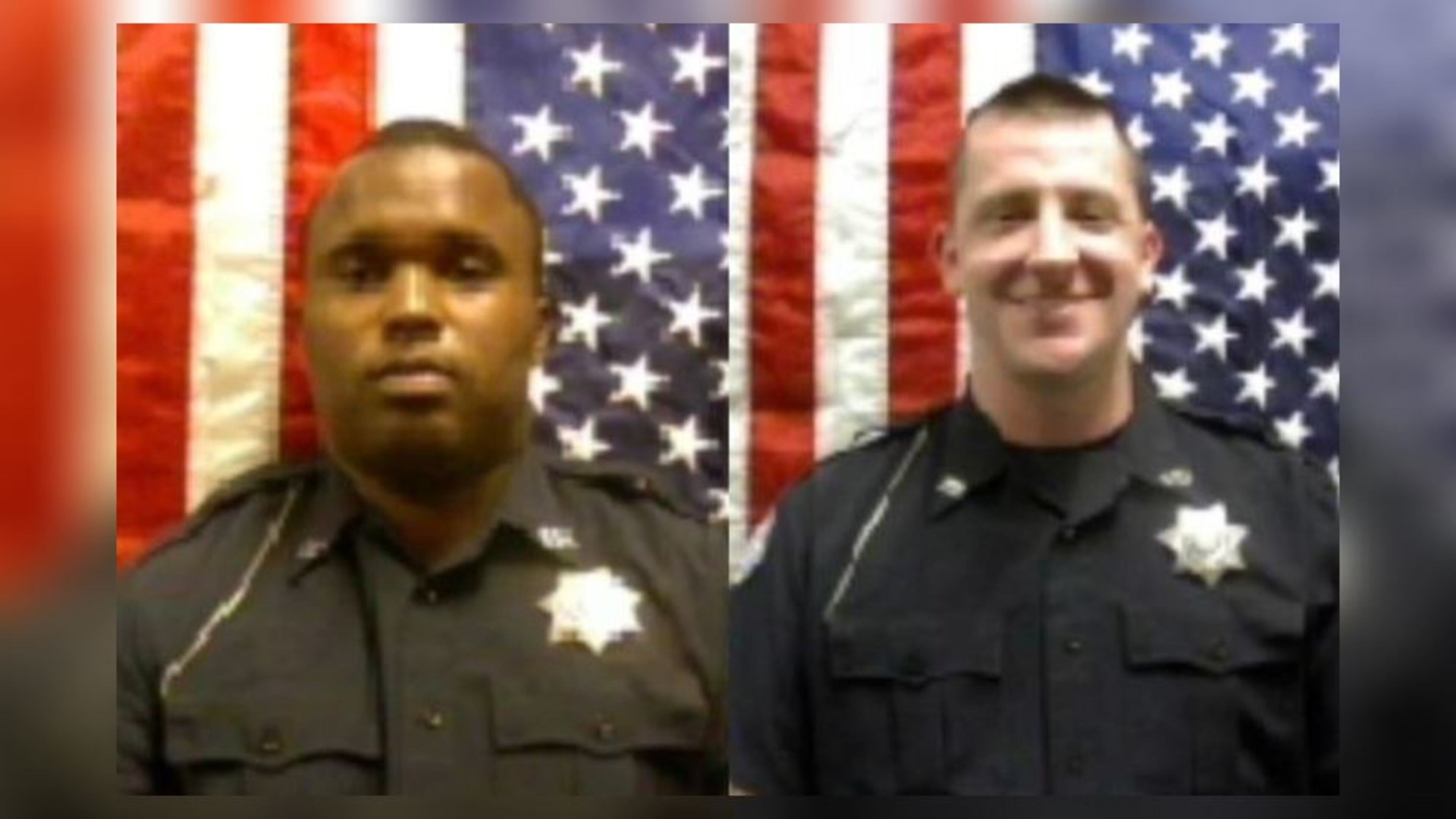 Left to right: Forest Park police Officer Demarkus Hutcherson was released from WellStar Atlanta Medical Center South after being shot in the leg, officials said. Officer Tim Sterrett was shot in the neck and will remain in ICU for a while, according to police.