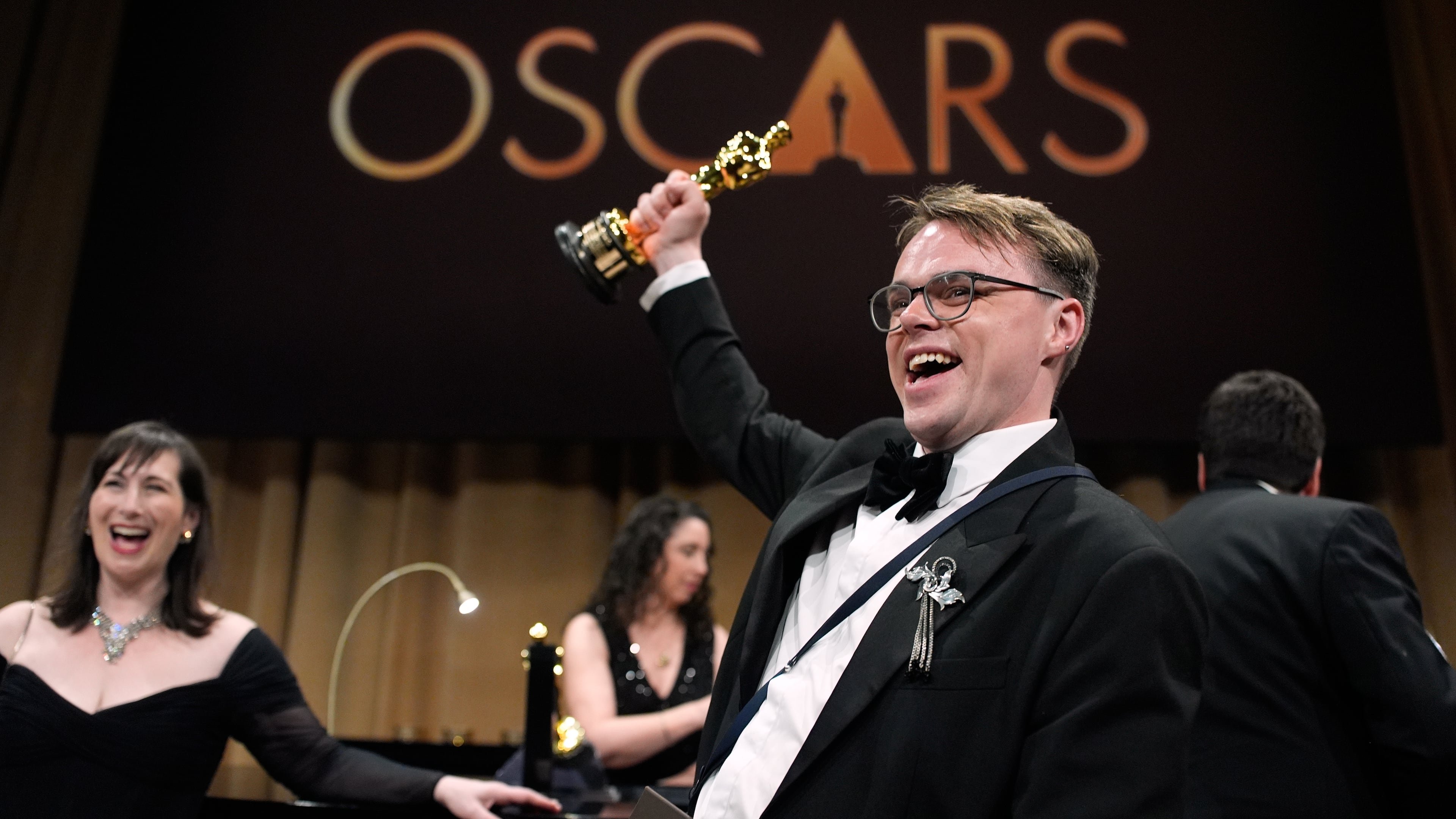 FILE - Pavel Talankin, winner of the award for documentary feature film for "Mr. Nobody against Putin," attends the Governors Ball after the Oscars on March 15, 2026, in Los Angeles. (AP Photo/John Locher, File)