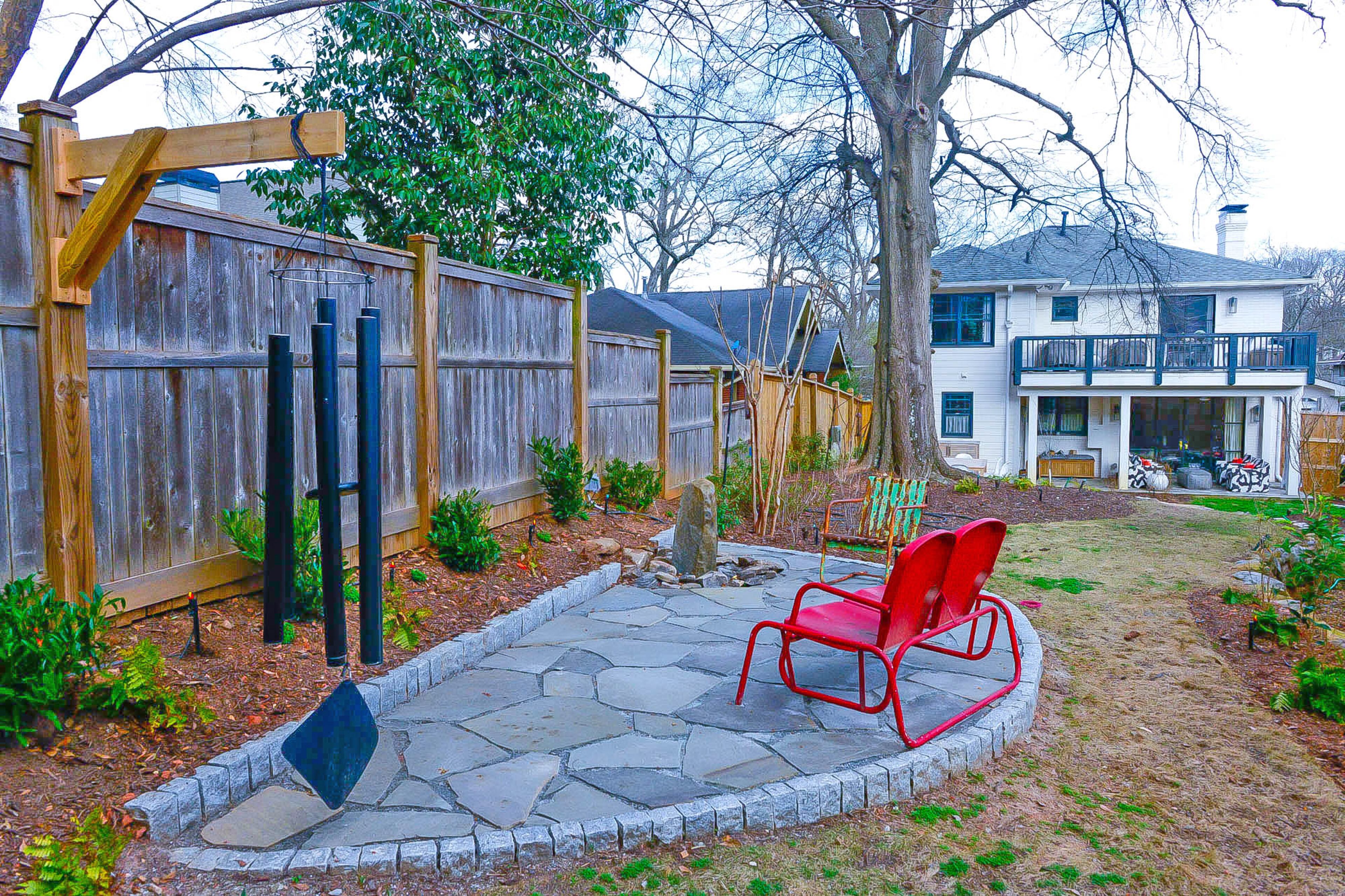 A pentatonic wind chime from Atlanta Water Gardens appealed to the homeowner because of its healing frequency, she said.