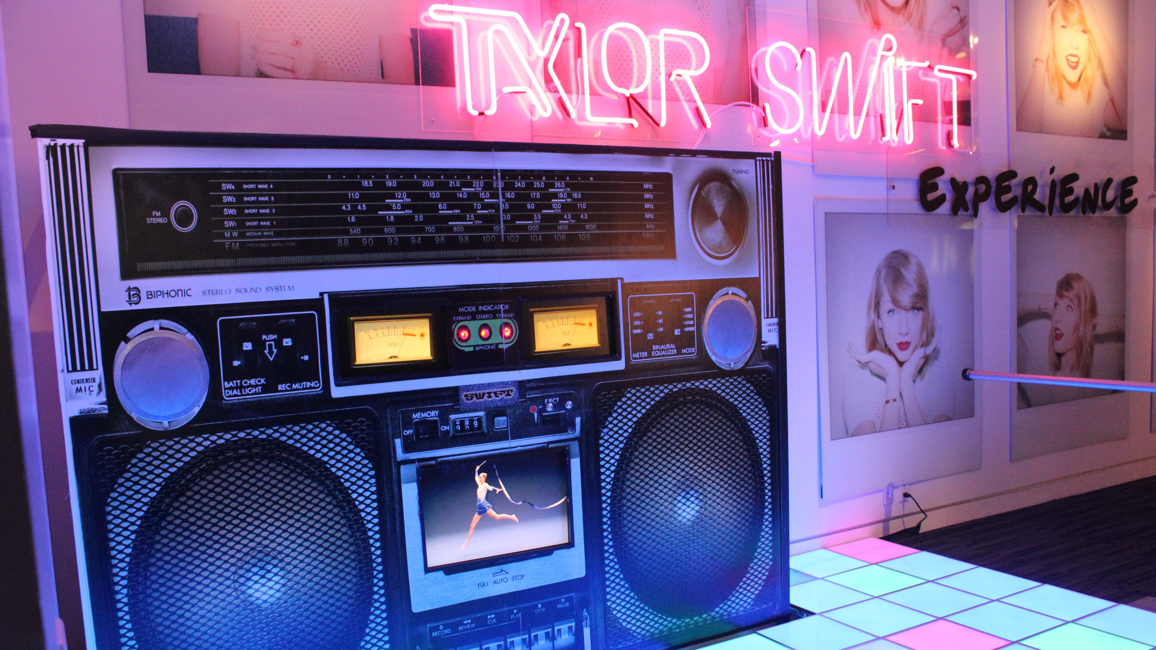 There is plenty of color in the Taylor Swift Experience at the Grammy Museum in L.A. Photo: Melissa Ruggieri/AJC.