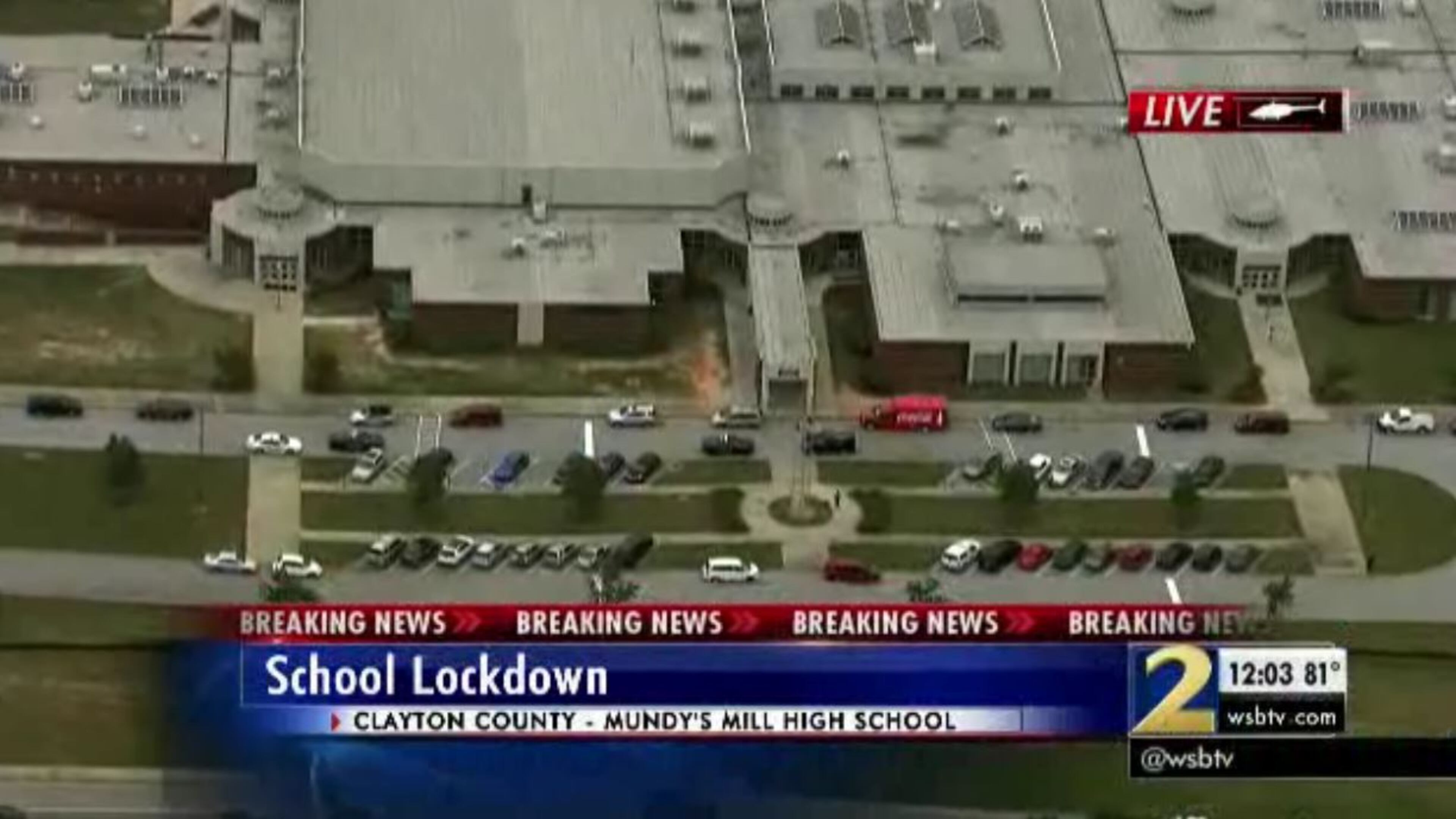Mundy's Mill High School in Clayton County was on lockdown Friday, according to a district spokeswoman. (Credit: Channel 2 Action News)