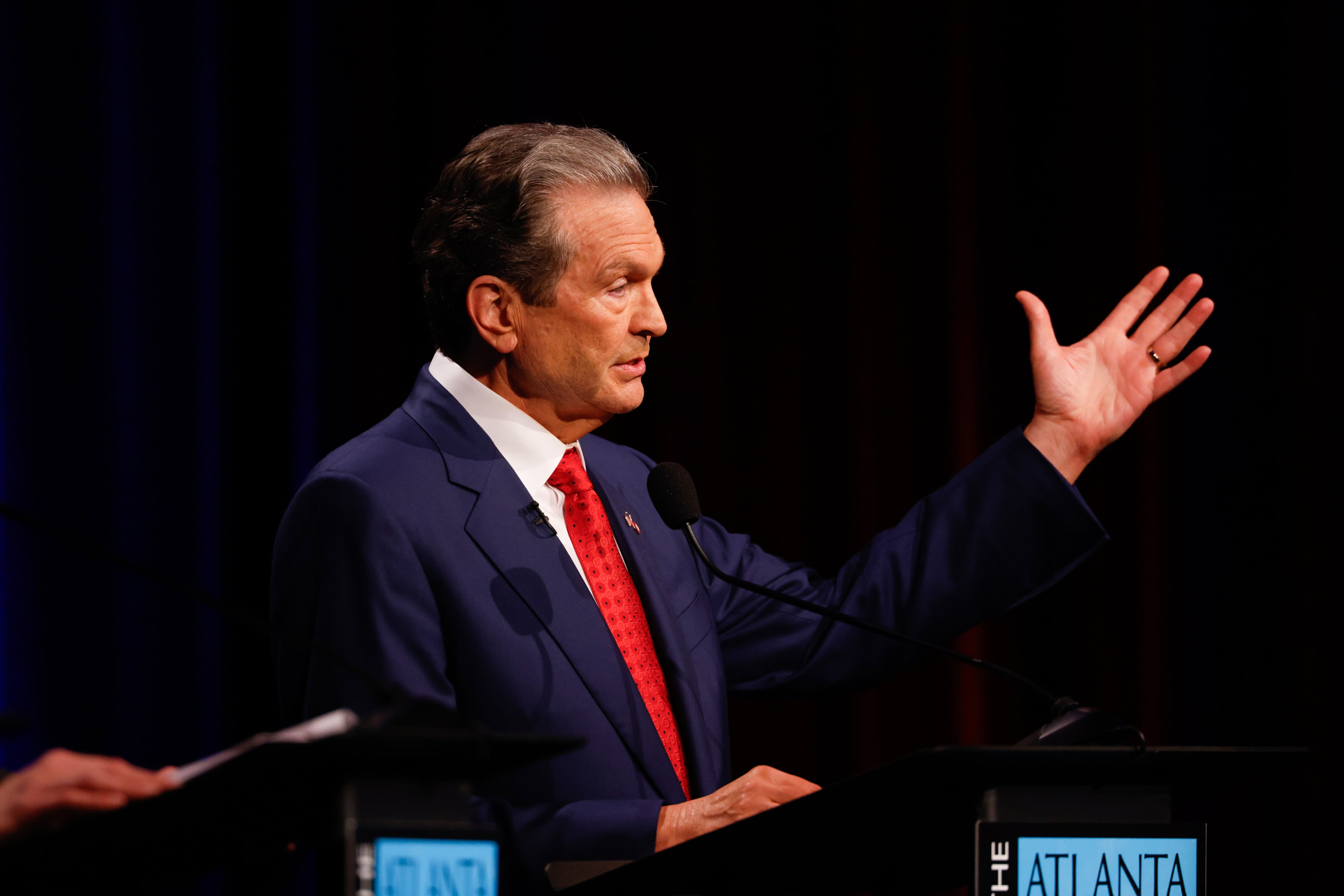 Republican candidate for governor Rick Jackson speaks during the Atlanta Press Club Loudermilk-Young Republican governor primary election debate last month. (Arvin Temkar/AJC)