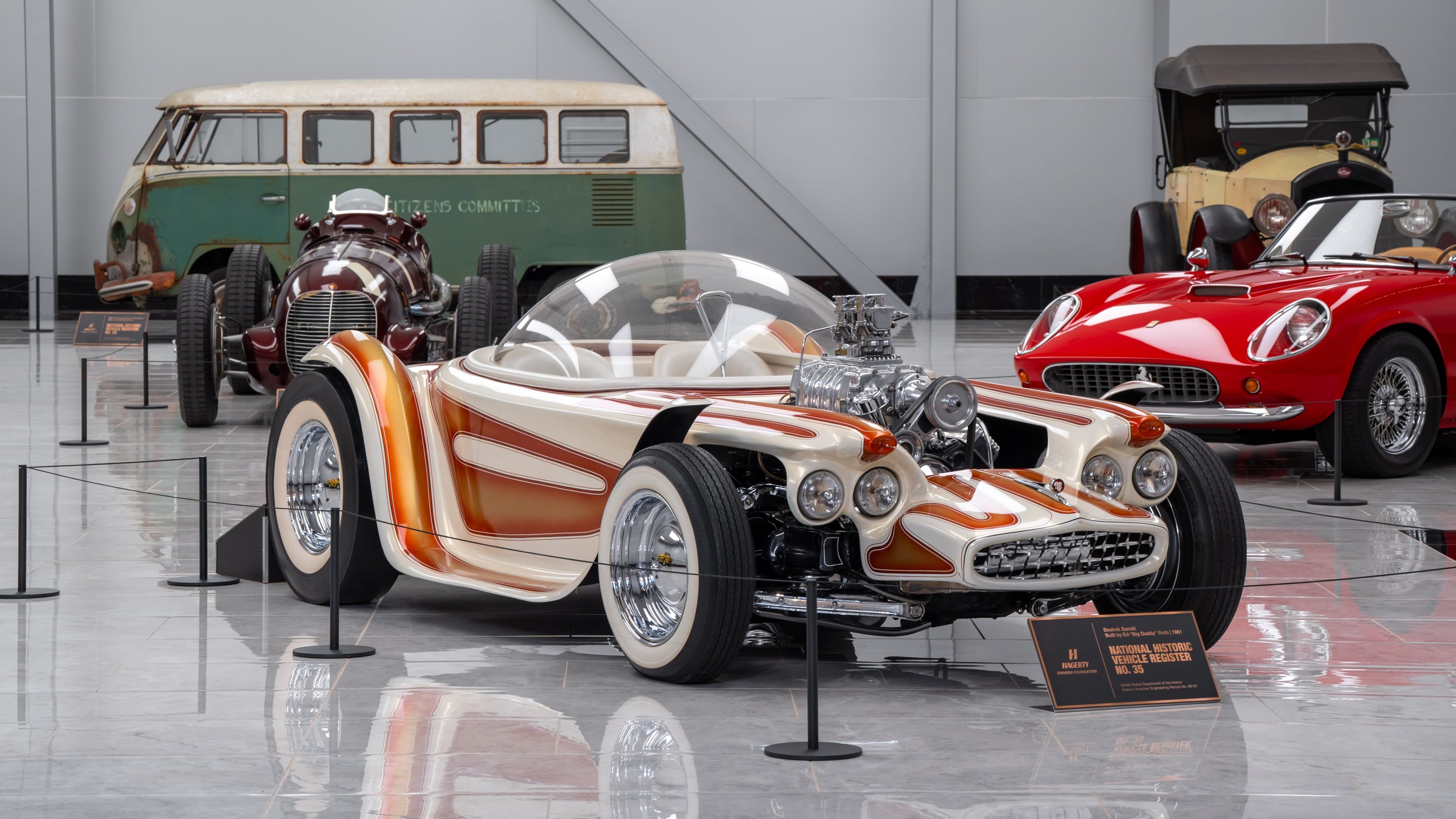 Classic cars take center stage at “National Treasures,” an exhibit at the Savoy Automobile Museum, which also hosts The Connection Car Show in September. (Courtesy of Savoy Automobile Museum)