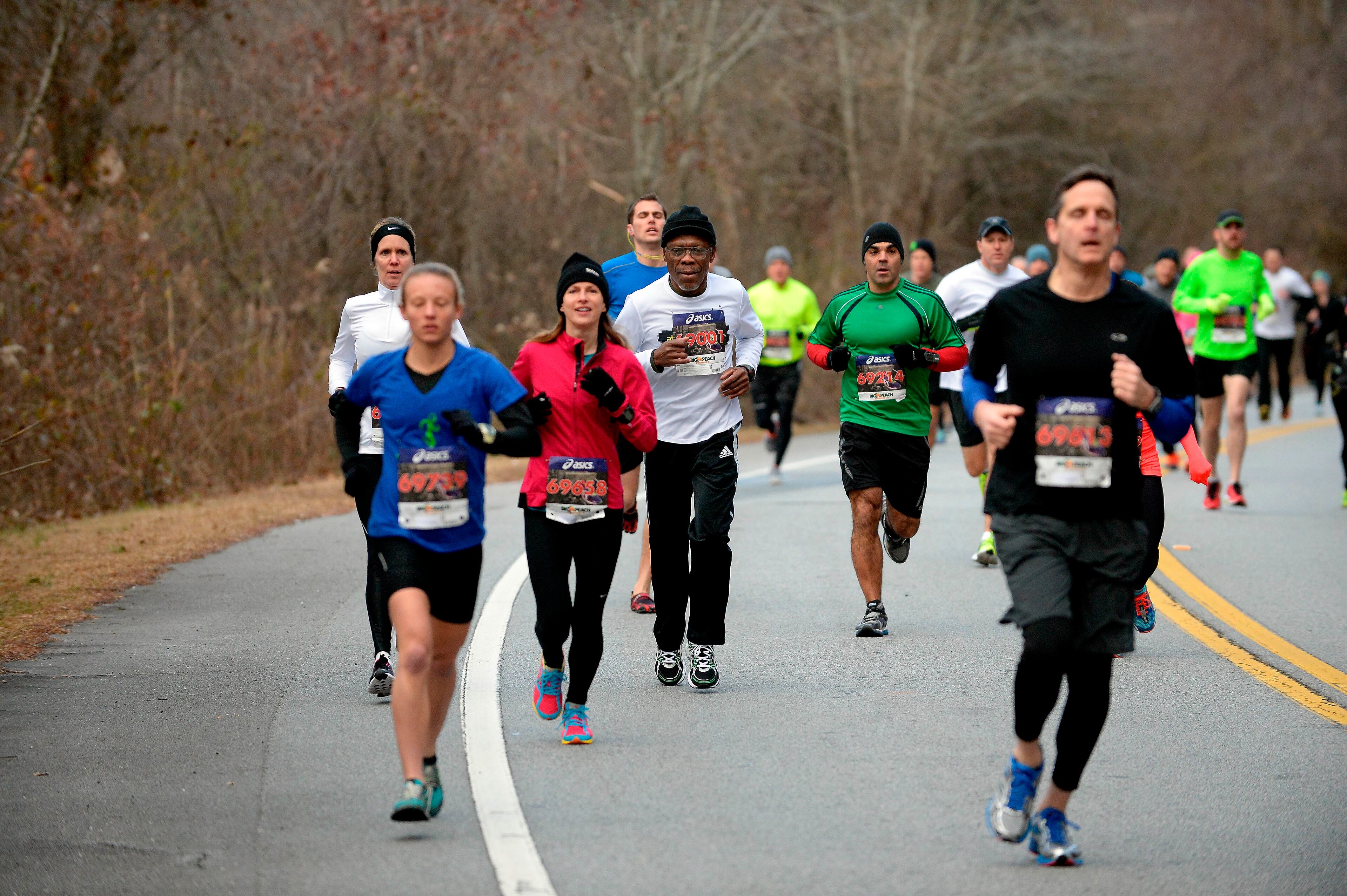 The 13th annual Chattahoochee Challenge 10K running race begins along the Chattahoochee River at Willeo Road near the Chattahoochee Nature Center on Saturday, Feb. 8, 2014, in Roswell, Ga. David Tulis / AJC Special