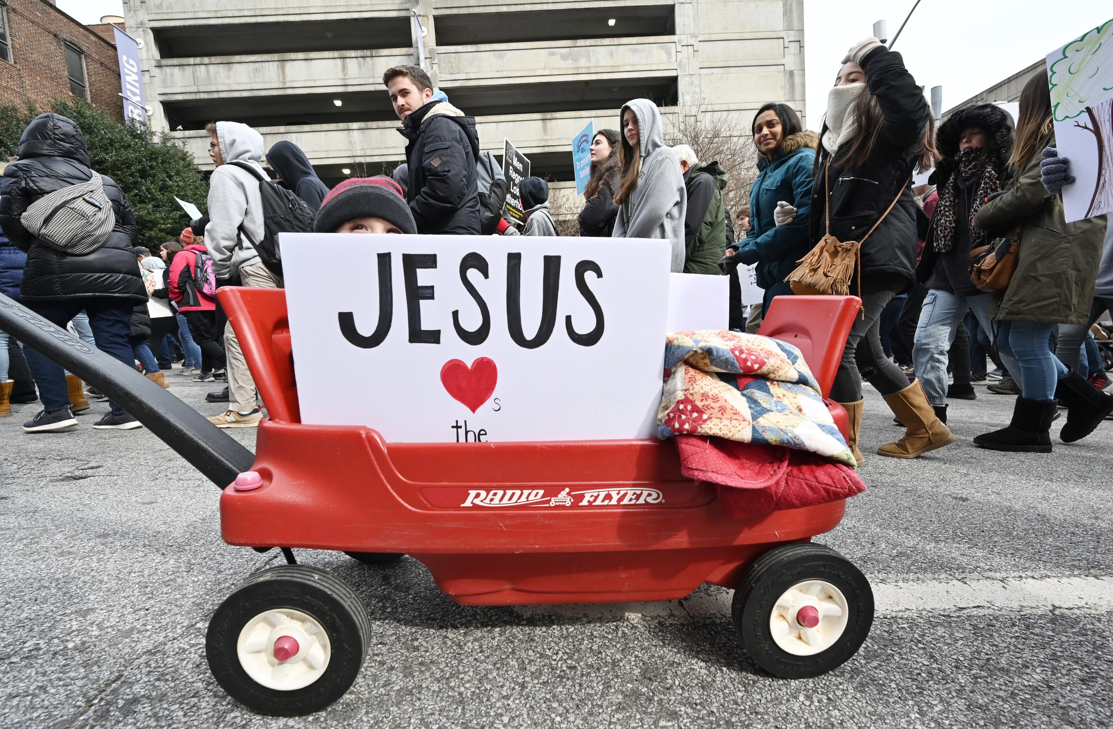 January 22, 2020 Atlanta - Hundreds of pro-life supporters walk down Martin Luther King Jr. Dr. during the 2020 Georgia March For Life & Memorial Service to raise awareness and support of anti-abortion legislation at Liberty Plaza on Wednesday, January 22, 2020. Anti-abortion advocates scored a win last year when Georgia passed a law that would ban the procedure once a doctor can detect fetal cardiac activity. But Georgia Right to Life had urged lawmakers to vote against it - and unendorsed several Republican candidates who voted in support of it - saying the bill did not go far enough because it allowed exceptions in instances of rape and incest. (Hyosub Shin / Hyosub.Shin@ajc.com)