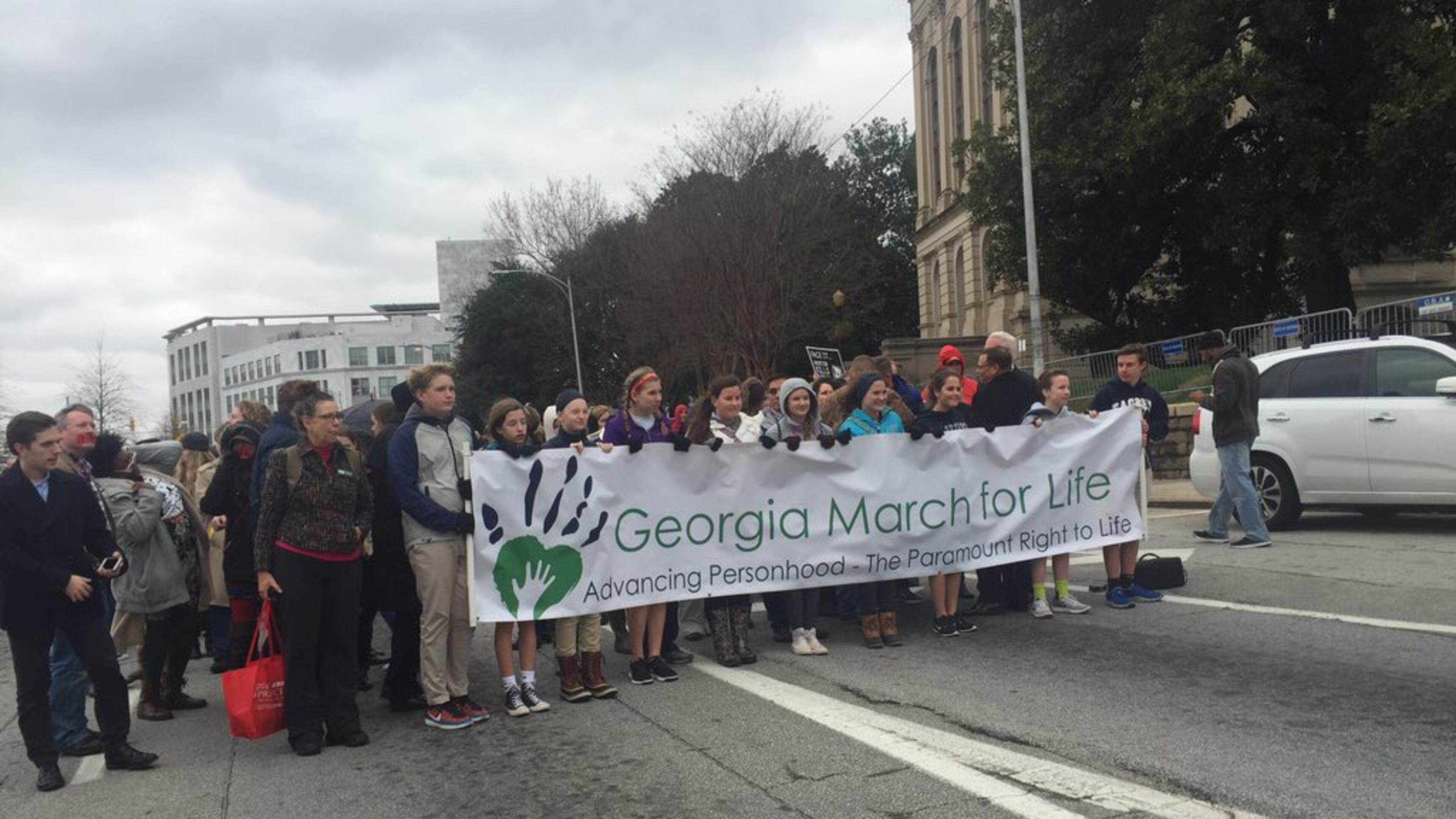 A Georgia “right to life” group held a silent march in downtown Atlanta Monday. Photo: Michelle Baruchman/ mbaruchman@ajc.com