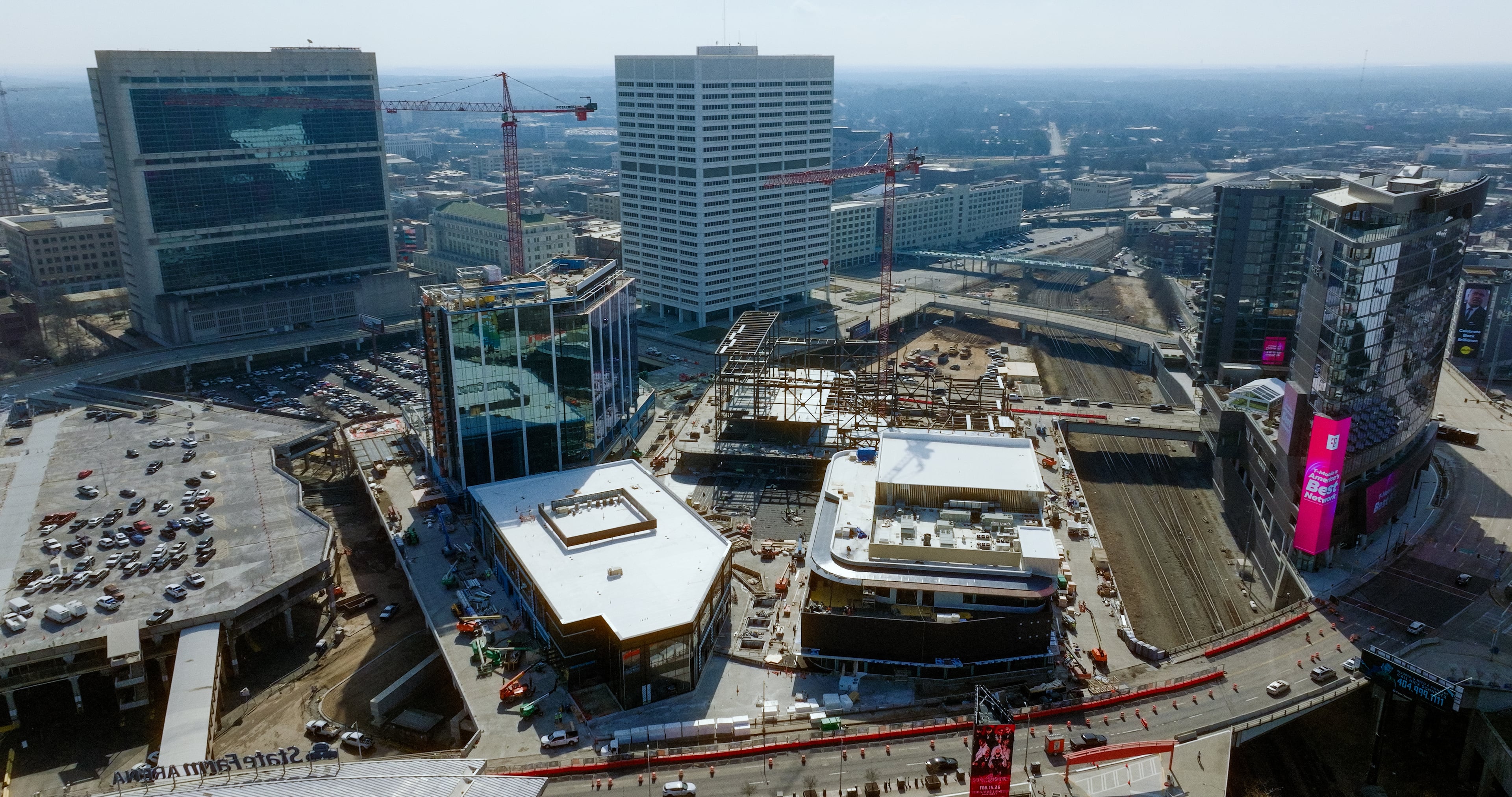 The core 8-acre entertainment district at Centennial Yards was under construction in early 2026. (Courtesy of Centennial Yards)