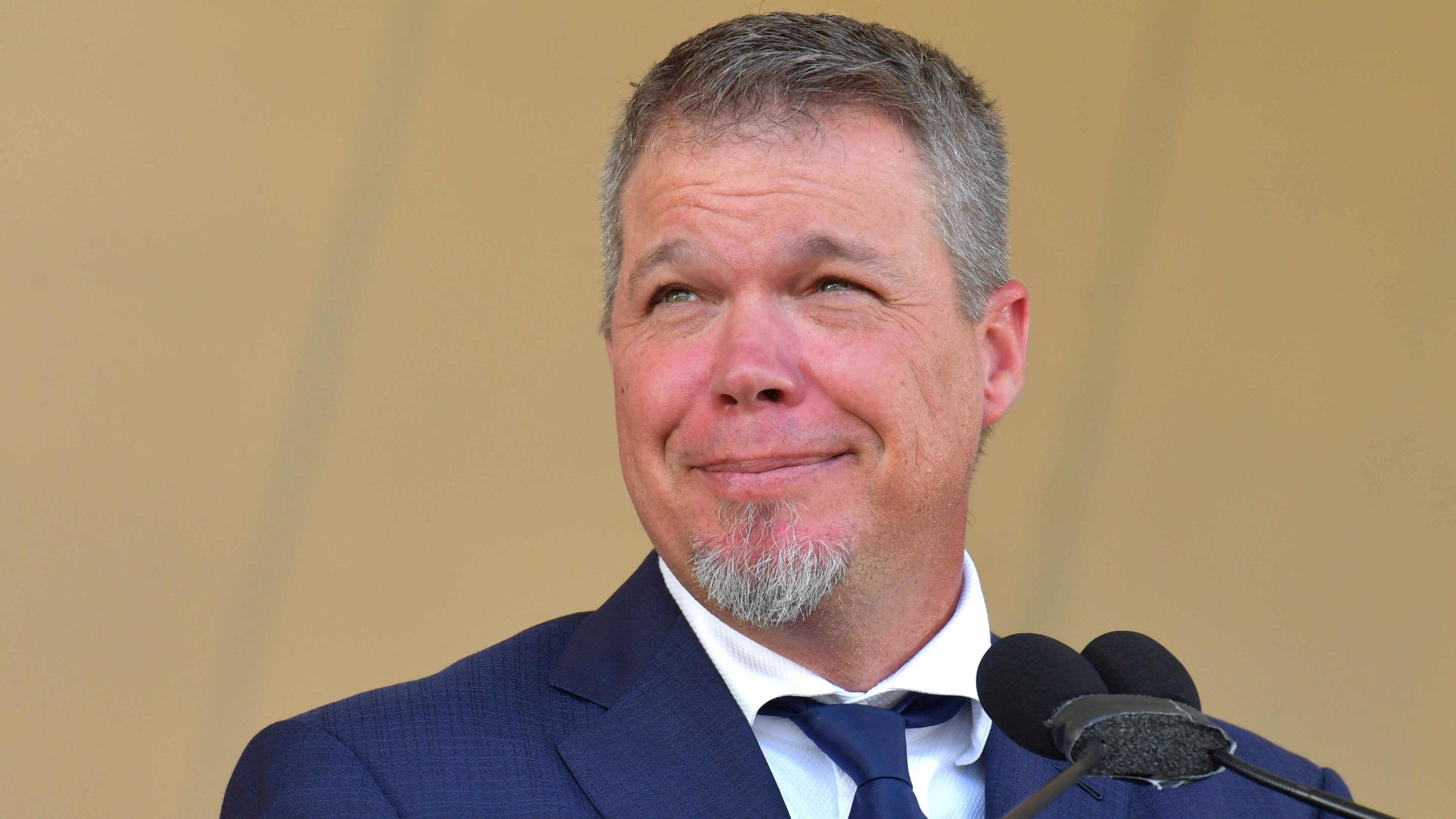 Braves legend Chipper Jones pauses during his speech Sunday, July 29, 2018, at the National Baseball Hall of Fame in Cooperstown, N.Y.