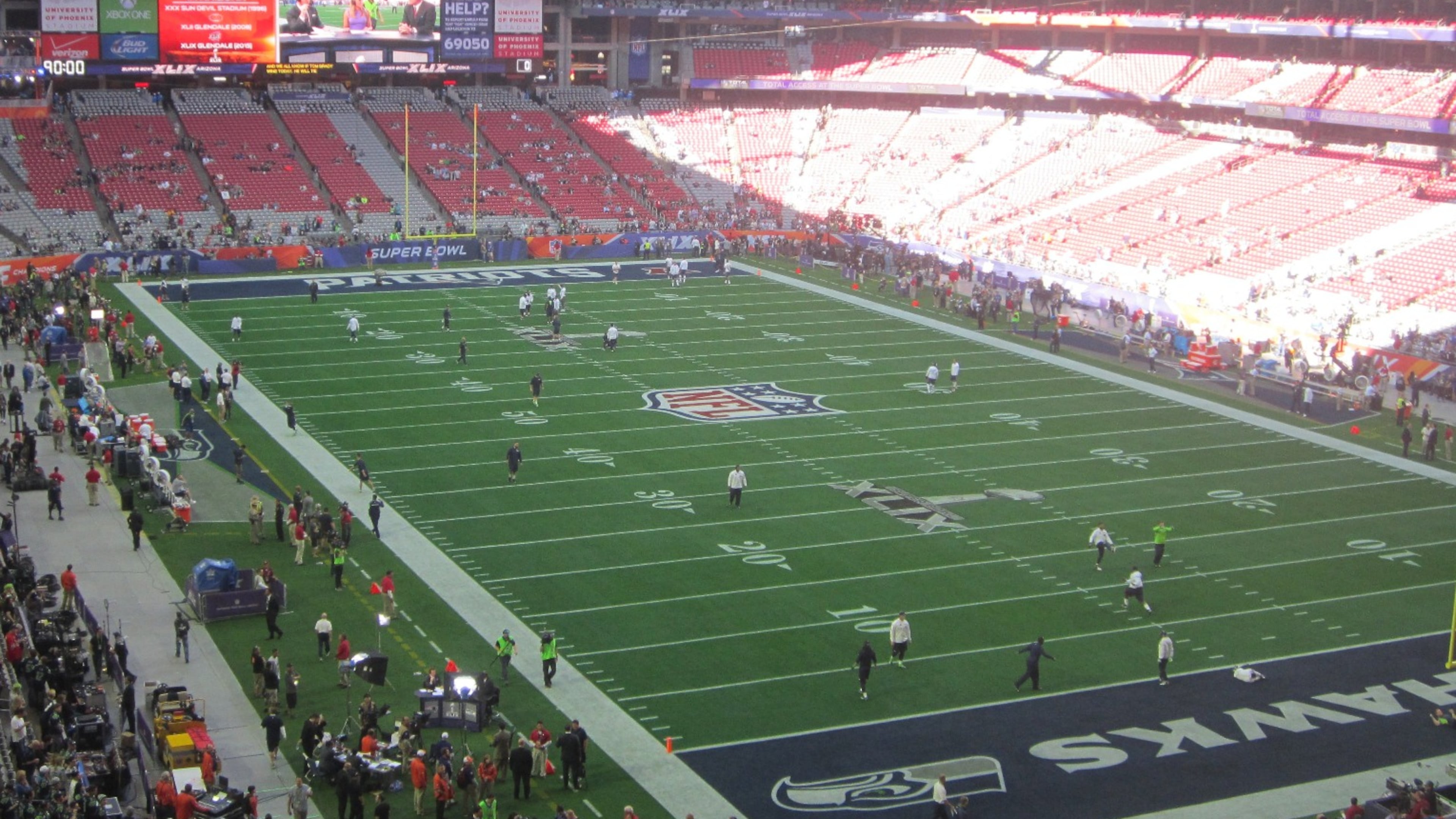 The early scene inside University of Phoenix Stadium for tonight's Super Bowl.