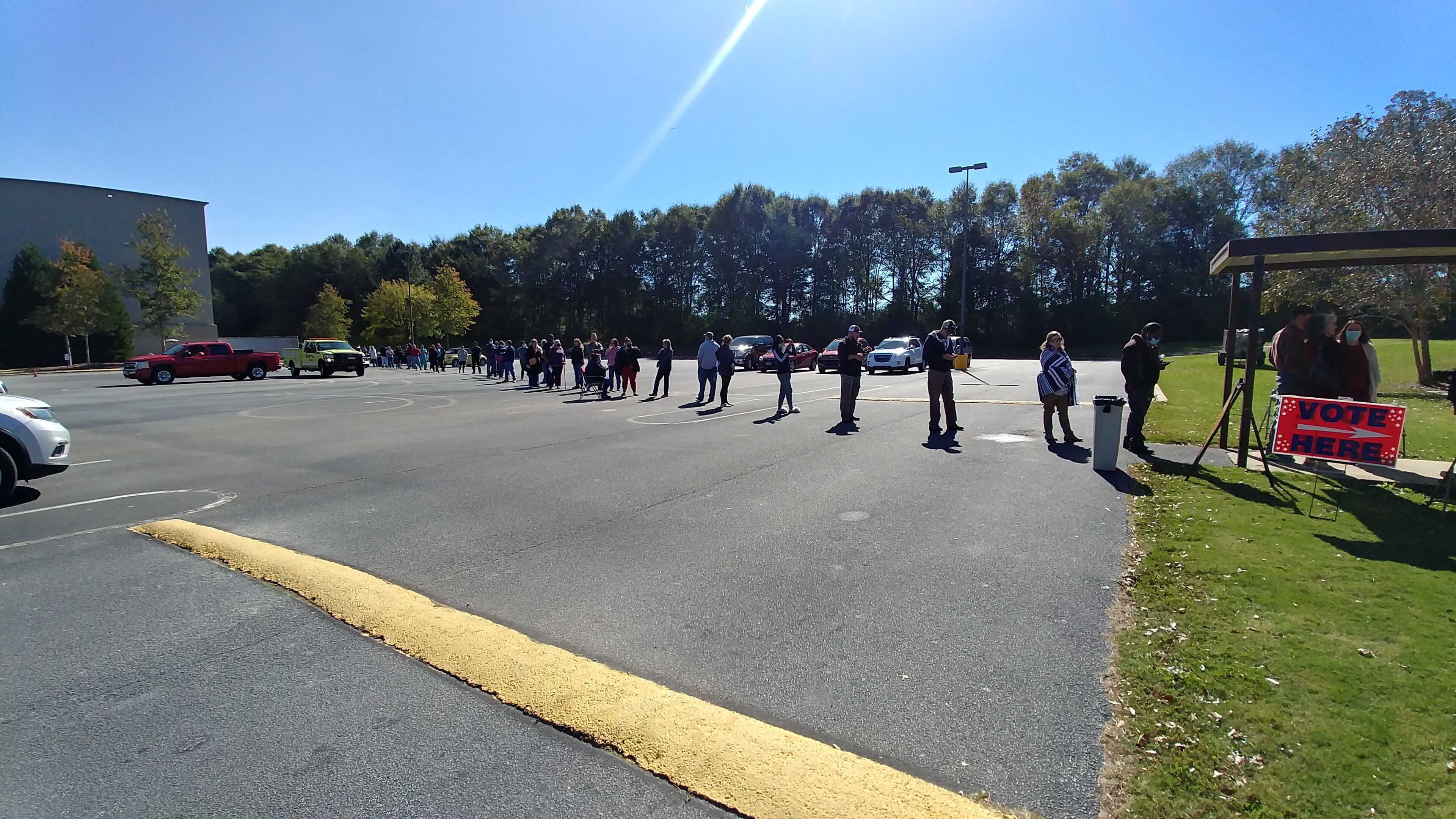 Voters wait to cast their ballot at First Assembly of God Church voting precinct for Spalding County in Griffin. (Andy Peters/AJC)