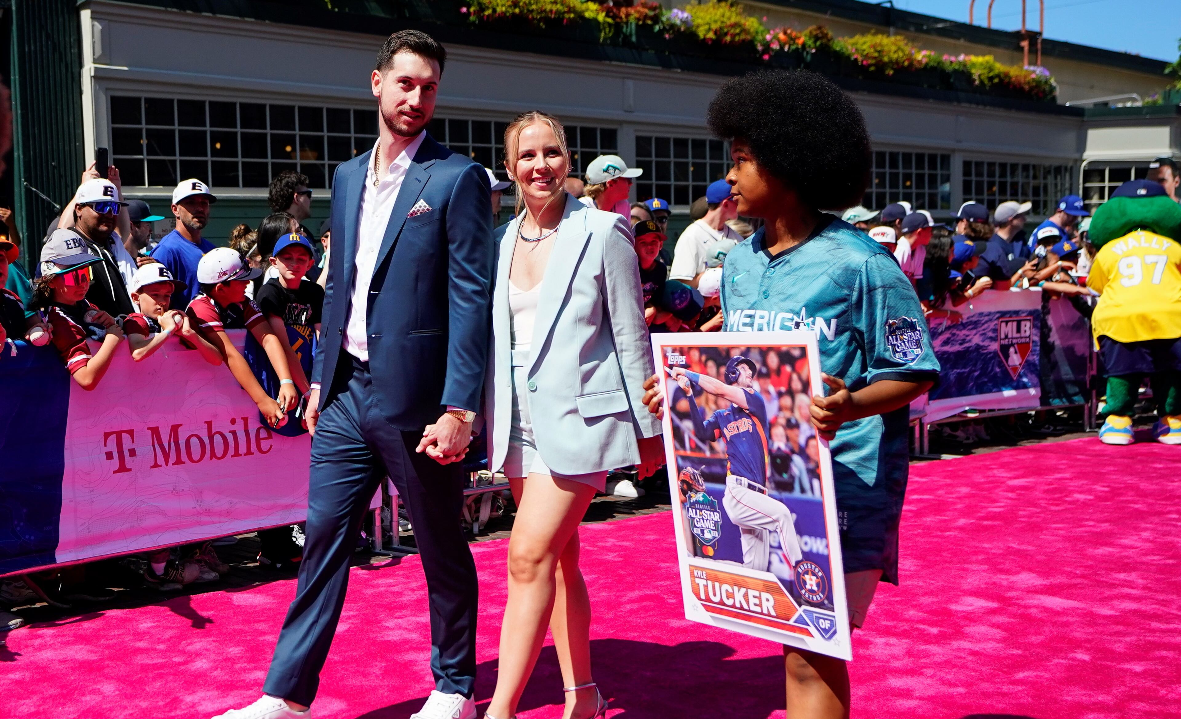 American League's Kyle Tucker, of the Houston Astros, walks during the All-Star Game red carpet show, Tuesday, July 11, 2023, in Seattle. (AP Photo/Lindsey Wasson)