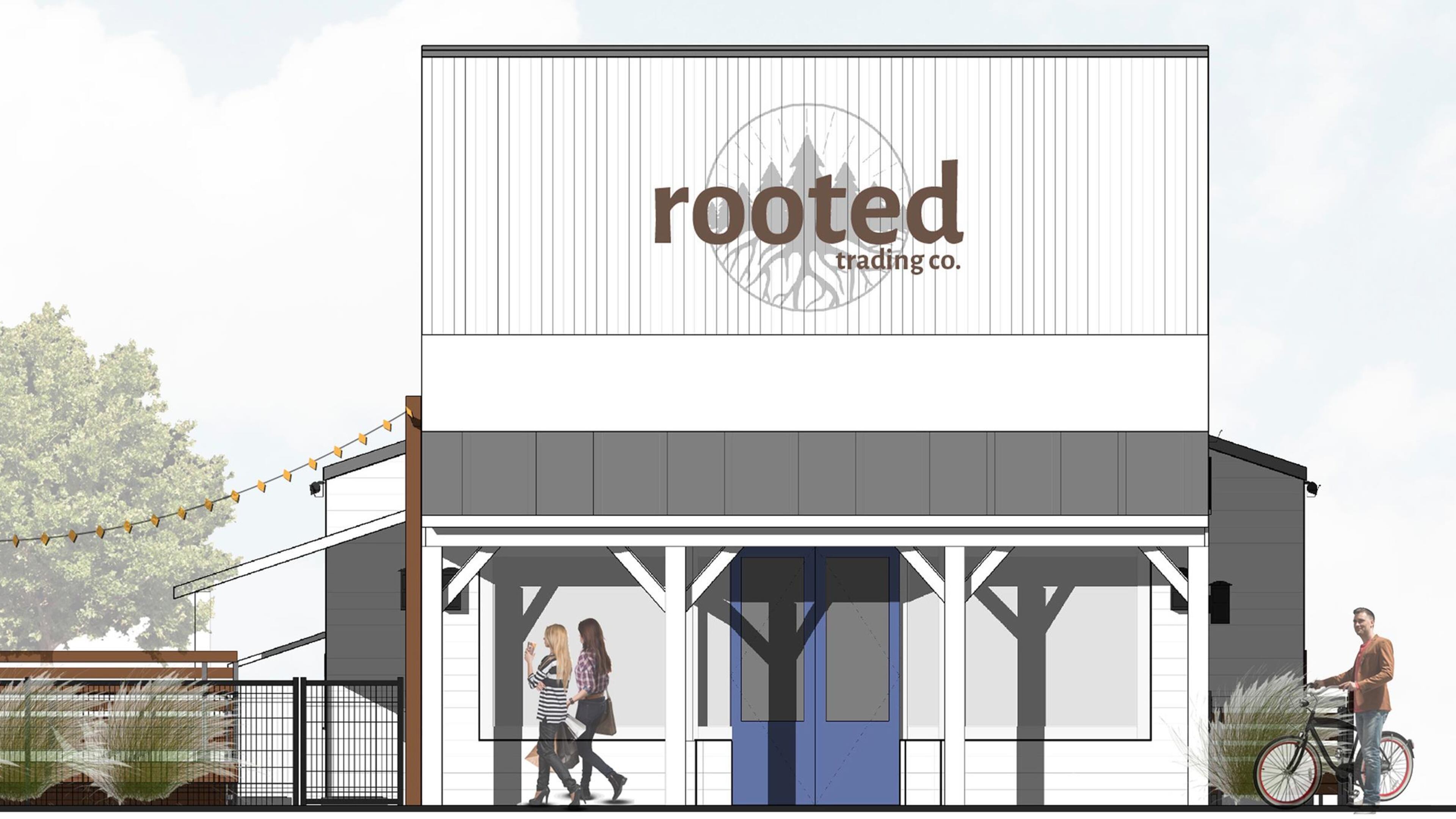 Rooted Trading Company, a new business in downtown Powder Springs, will be allowed by the City Council to use a city pond - on 100 acres of city property - for recreational use. (Rendering courtesy of Rooted Trading Company)