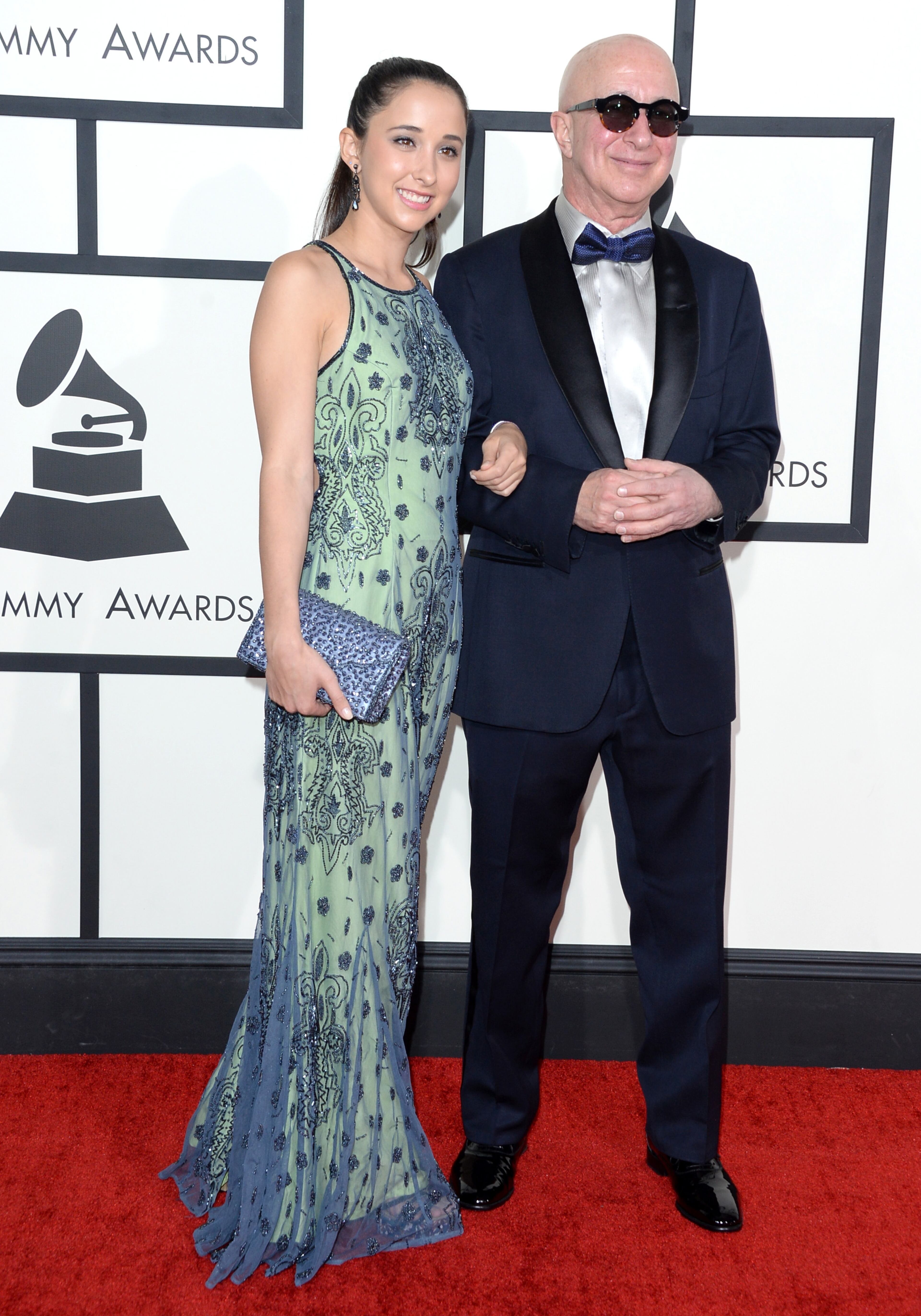 LOS ANGELES, CA - JANUARY 26: Musician Paul Shaffer (R) and guest attend the 56th GRAMMY Awards at Staples Center on January 26, 2014 in Los Angeles, California. (Photo by Jason Merritt/Getty Images)