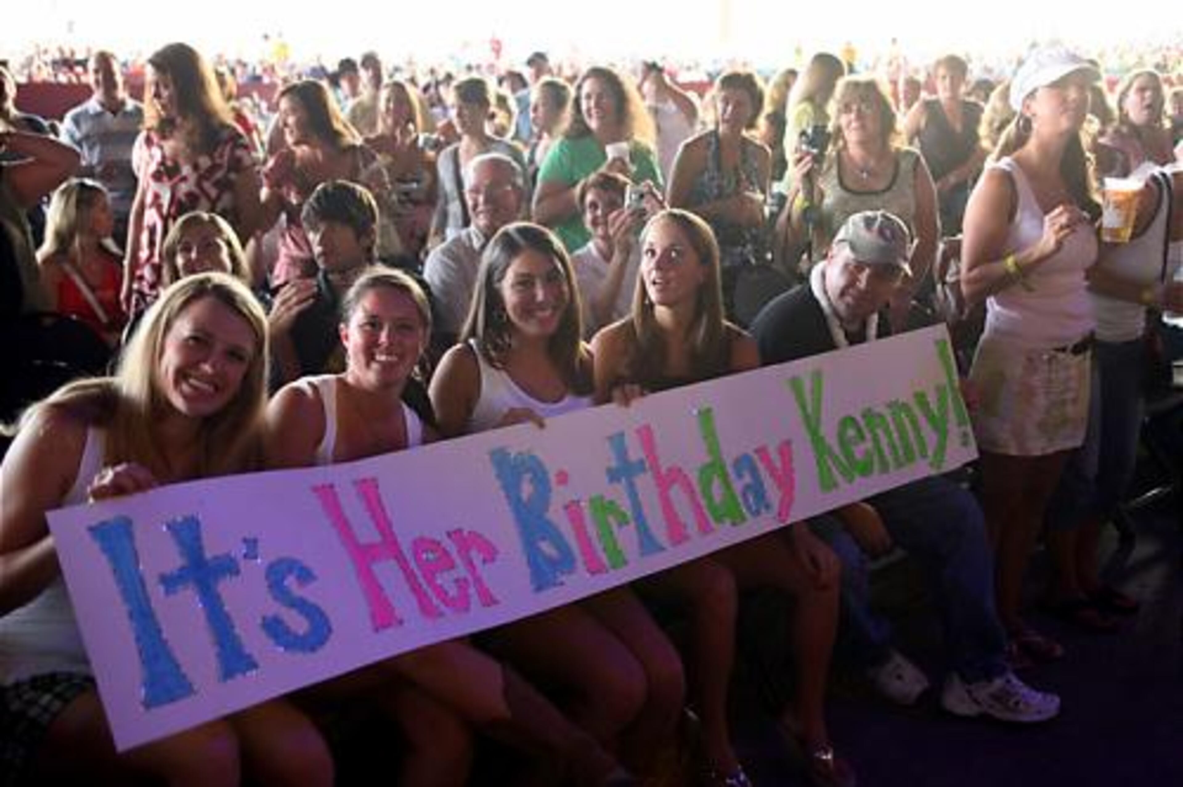These University of Georgia students and Kenny Chesney fans are, from left, Jordan Barkley, Ashley Dillard, Gina DiCamillo (who celebrated her 18th birthday), and Amber Hodges.