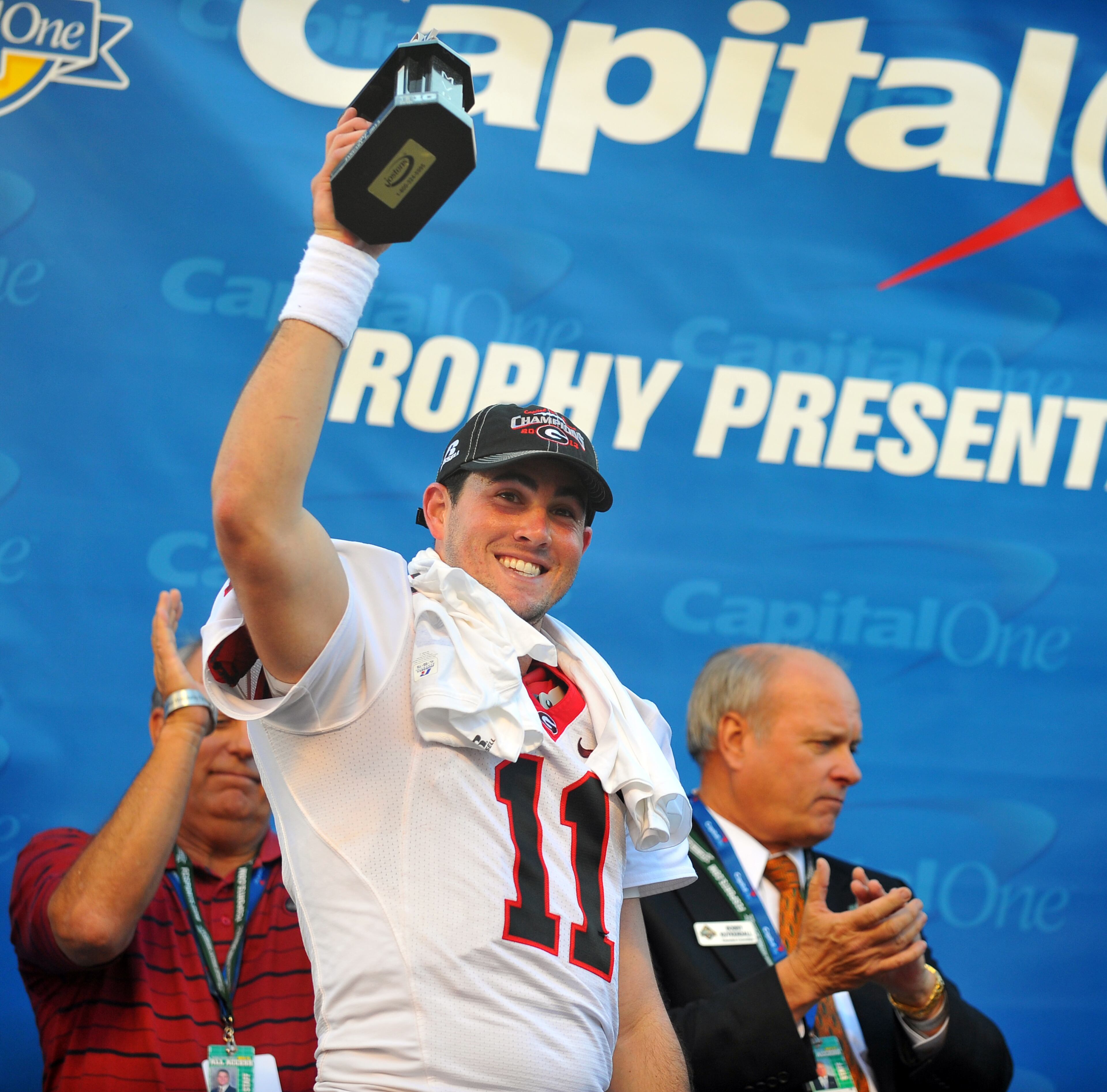 January 1, 2013 Orlando, FL: Georgia Bulldogs quarterback Aaron Murray was named MVP of the Capital One Bowl in Orlando Tuesday January 1, 2013. The bulldogs defeated Nebraska 45-31. BRANT SANDERLIN / BSANDERLIN@AJC.COM