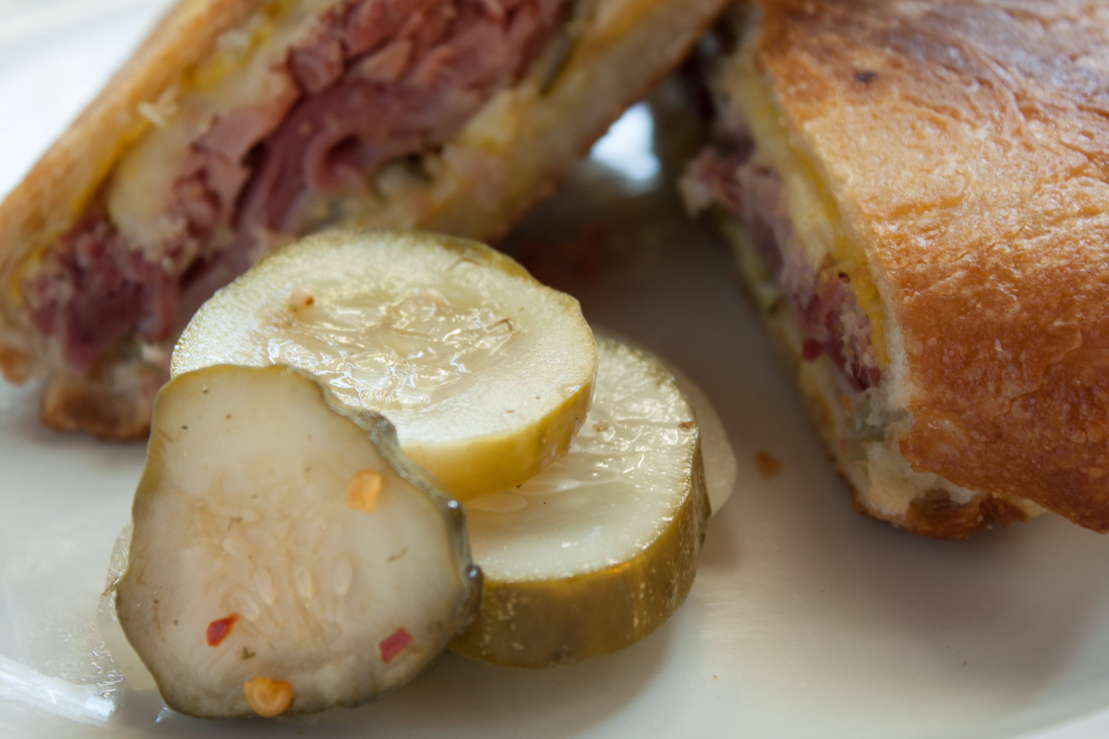 Doux South's Angry Cukes paired with a Cuban sandwich. (Photo credit: Chris Levre)