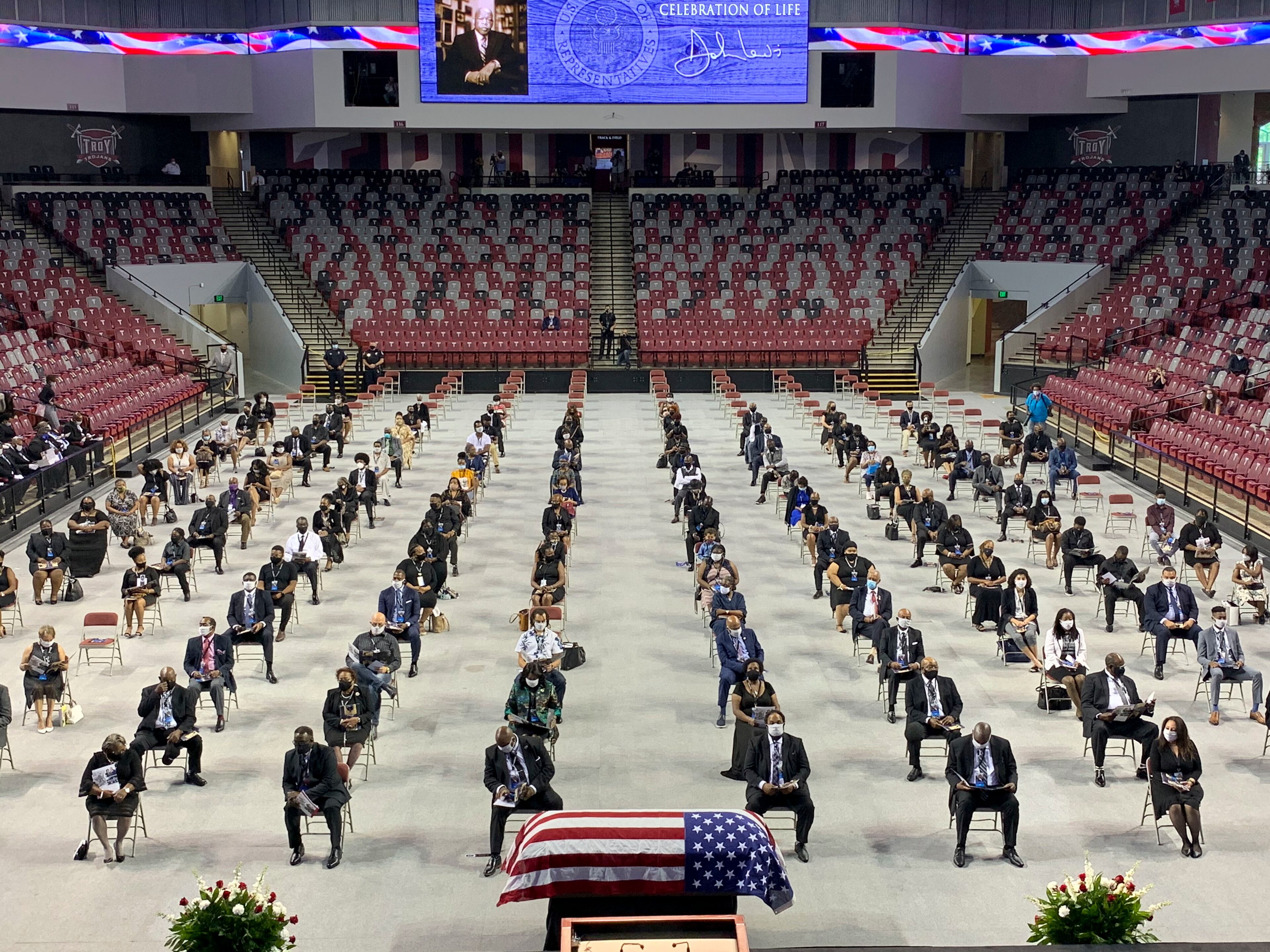 7/25/20 - Troy - The scene at a service celebrating “The Boy from Troy,” is held at Trojan Arena, Troy University, Troy, Alabama. Afterward, Lewis will lie in repose from 11 a.m. to 2 p.m. CDT. Ryon Horne / ryon.horne@ajc.com