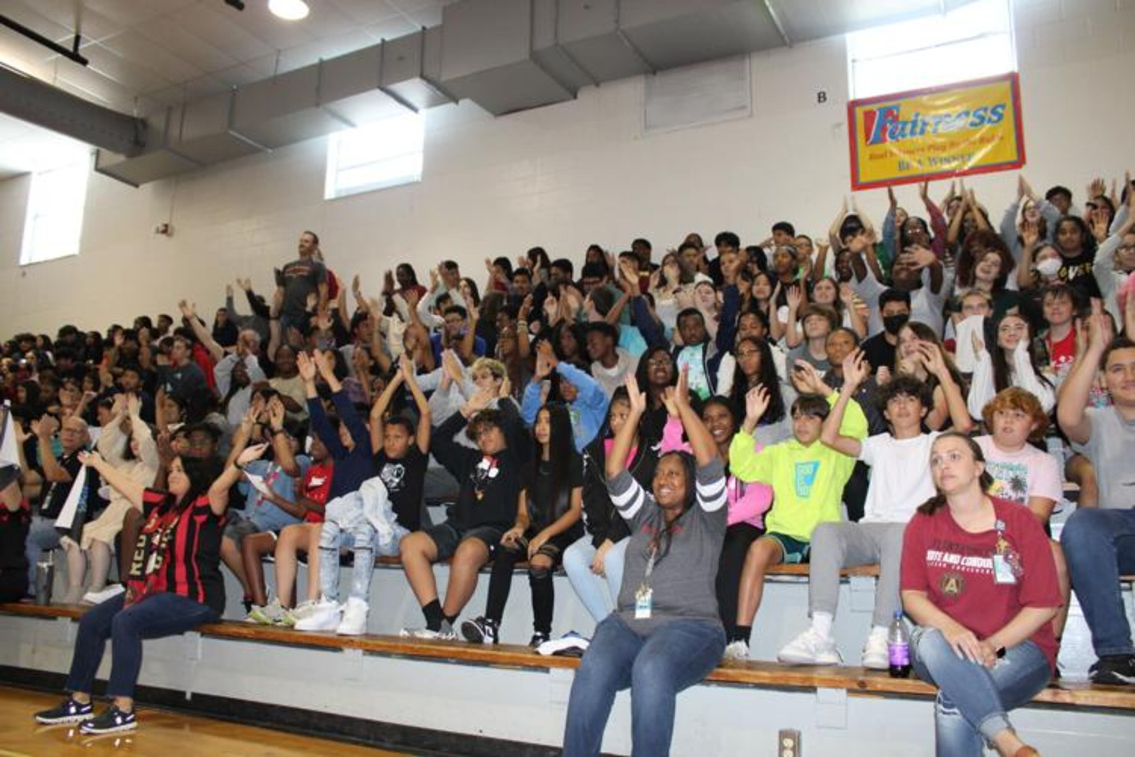 Scenes from the Atlanta United pep rally at Daniell Middle School on Thursday. (Photo Courtesy of Jake Busch)
