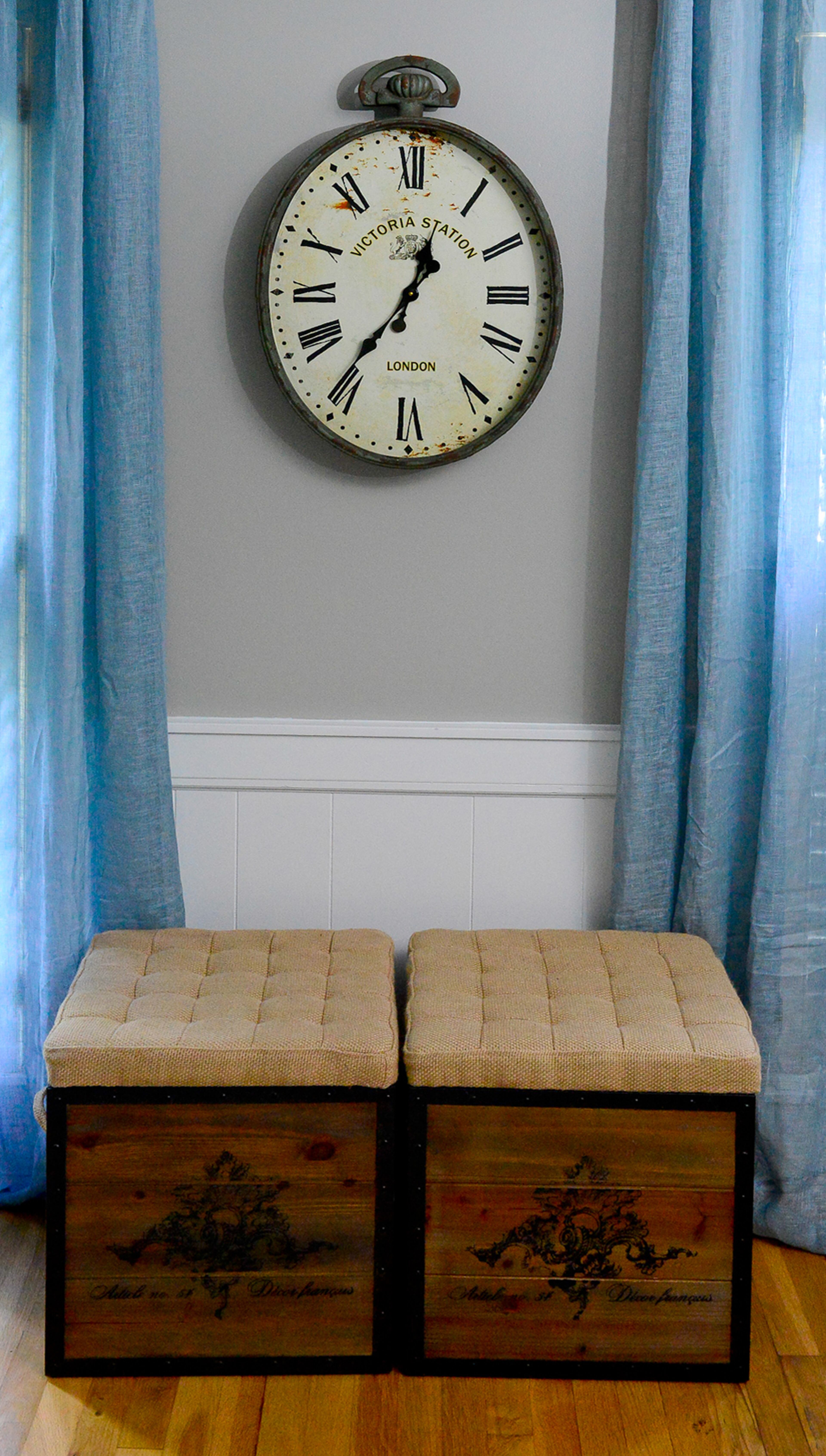 For extra storage and seating, designer Lauren Harris selected storage cubes with padded tops by Aidan Gray.