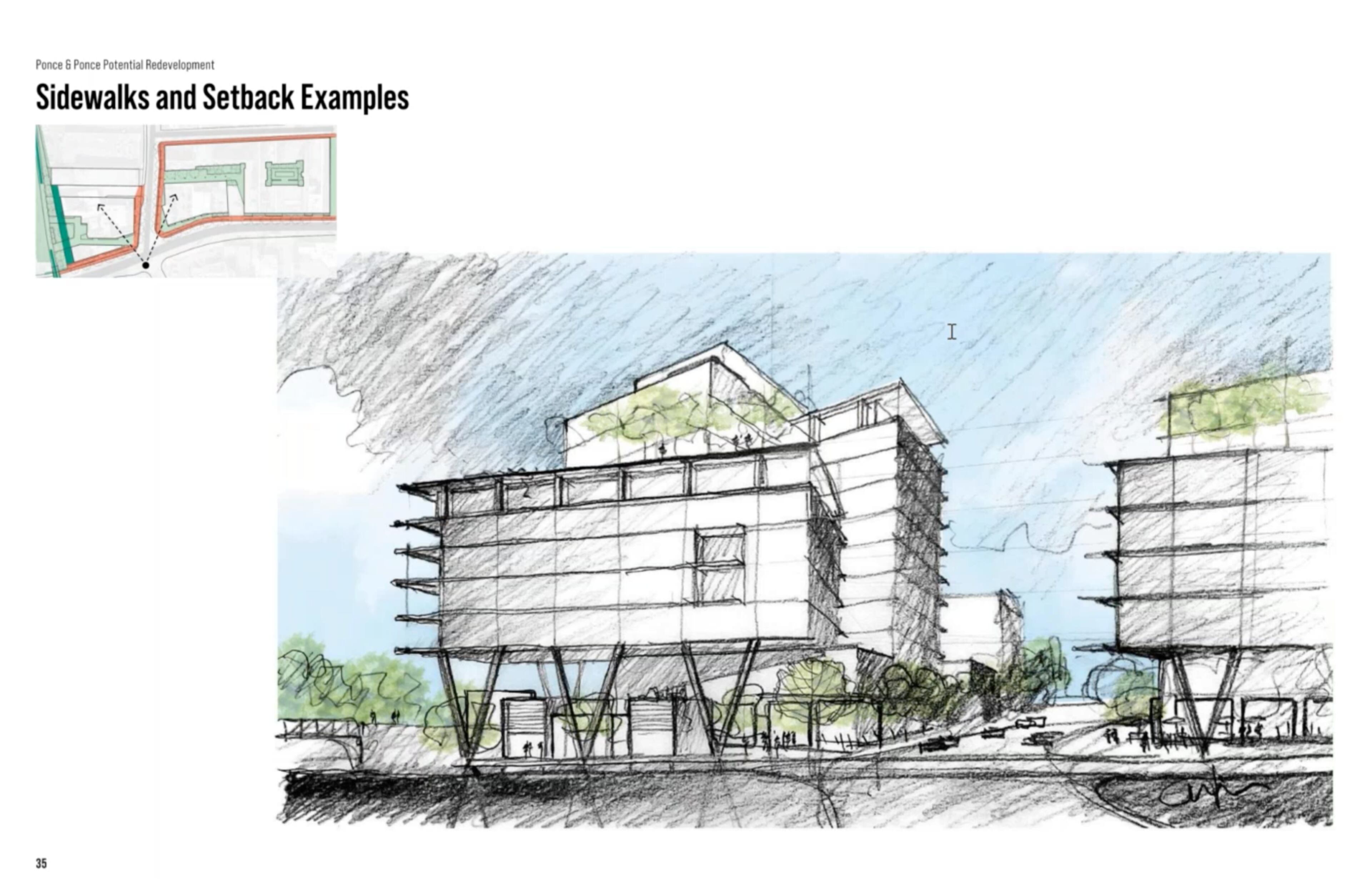 This is a drawing to show how some buildings in the Ponce & Ponce development could be elevated.