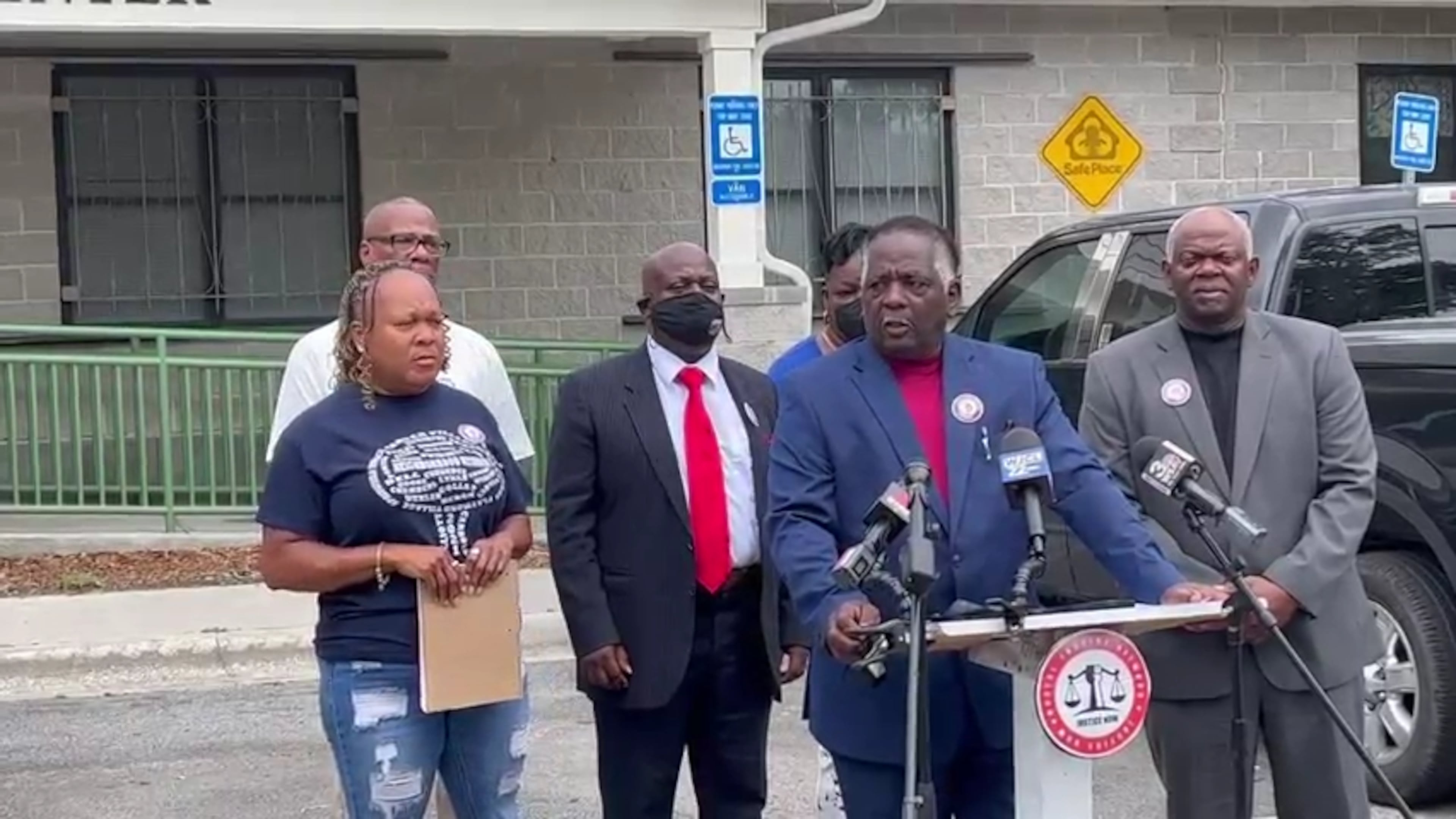 Elder James Johnson makes a statement during a press conference following the shooting death of Saudi Arai Lee on June 24th in Carver Village.