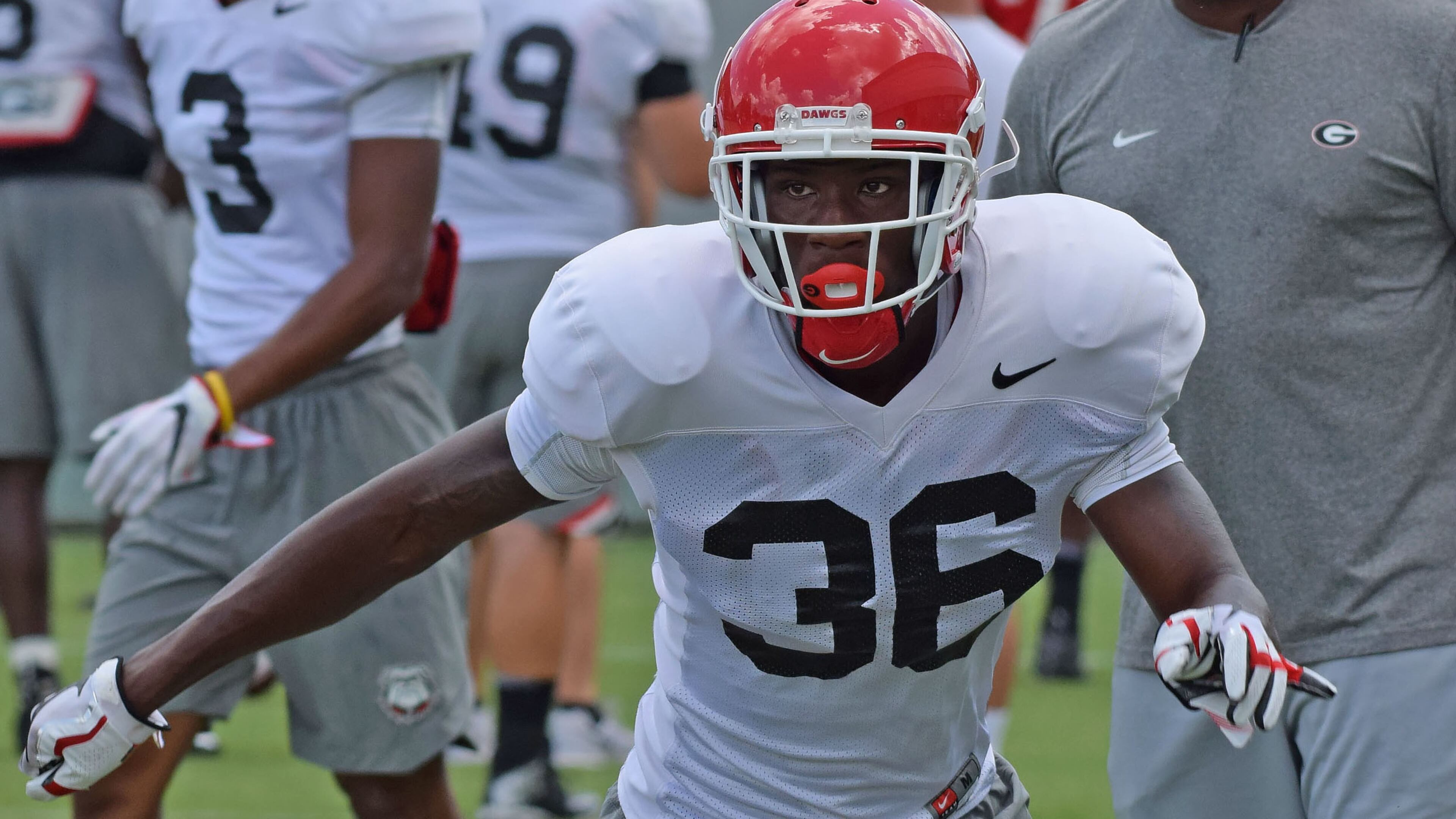 Georgia defensive back Latavious Brini (36) during the Bulldogs' practice Monday, Aug. 6, 2018, at the Woodruff Practice Fields on the Georgia campus in Athens.