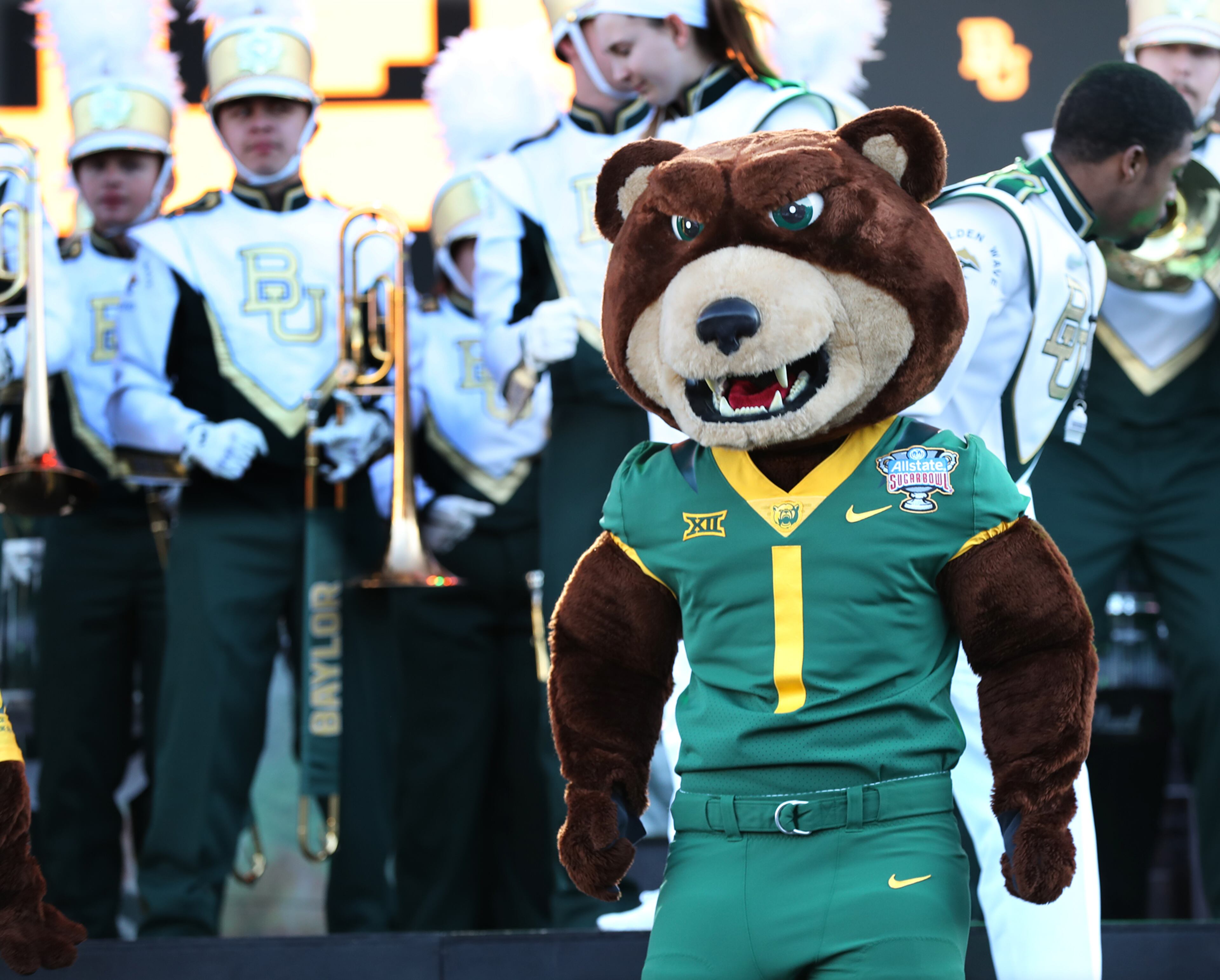 The Baylor Bear mascot takes the stage. Curtis Compton ccompton@ajc.com