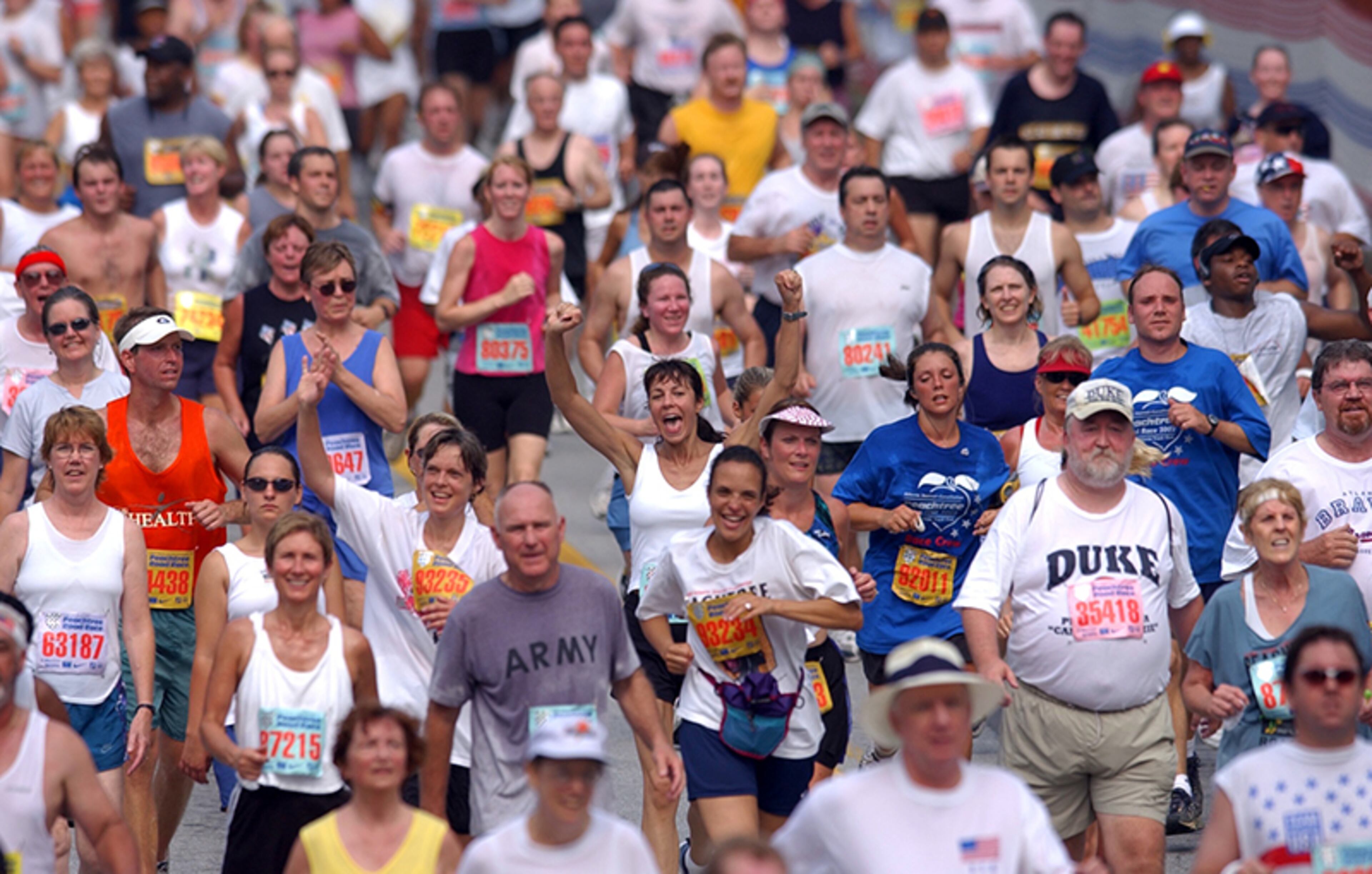 Being part of the crowd and tradition are as much a part of the race as finishing times. The starting temperature for the 2002 AJC Peachtree Road Race was 73 degrees Fahrenheit.