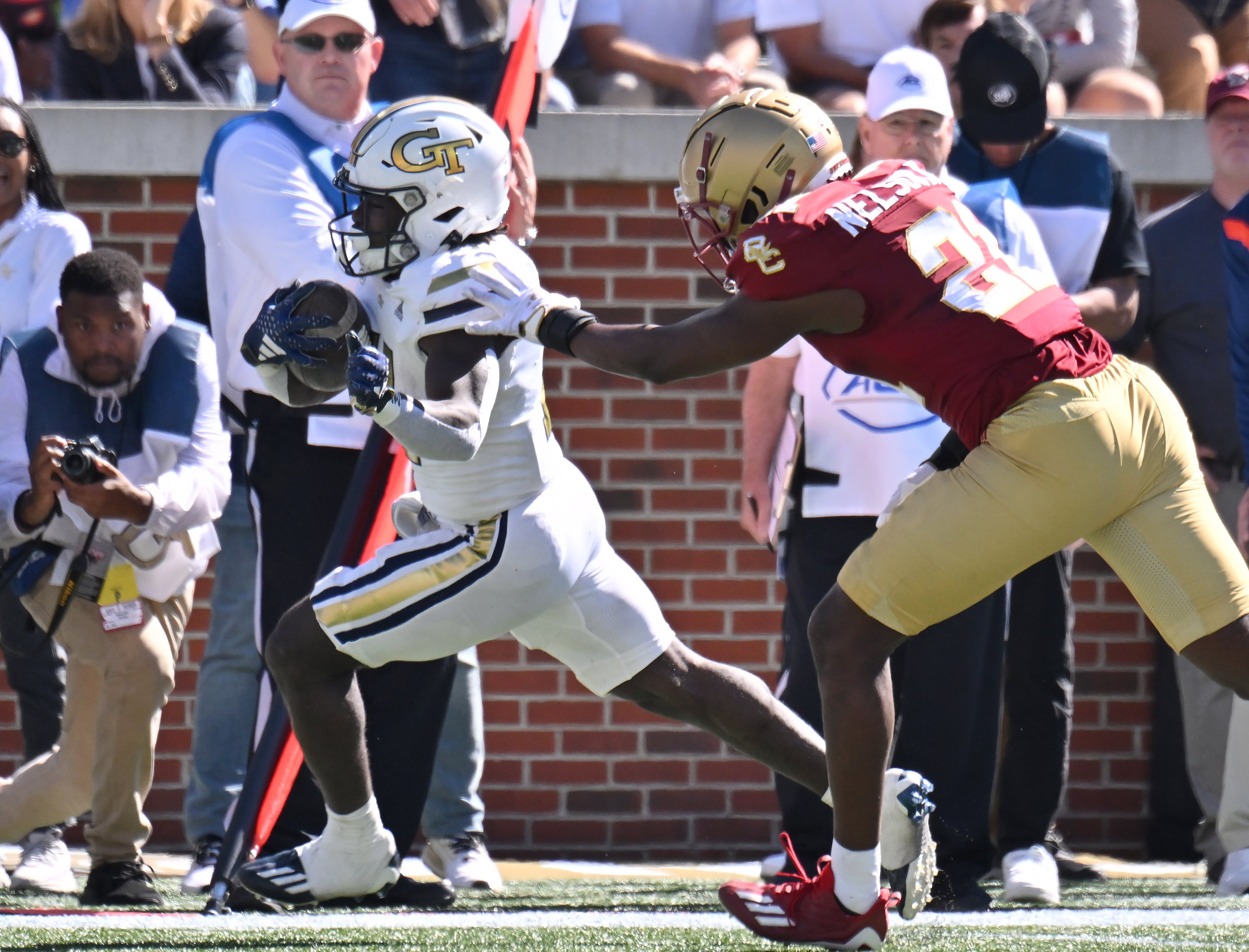 Georgia Tech running back Jamal Haynes (11) runs for a touchdown during the first half of an NCAA college football game against Boston College at Bobby Dodd Stadium, Saturday, October 21, 2023, in Atlanta. (Hyosub Shin / Hyosub.Shin@ajc.com)