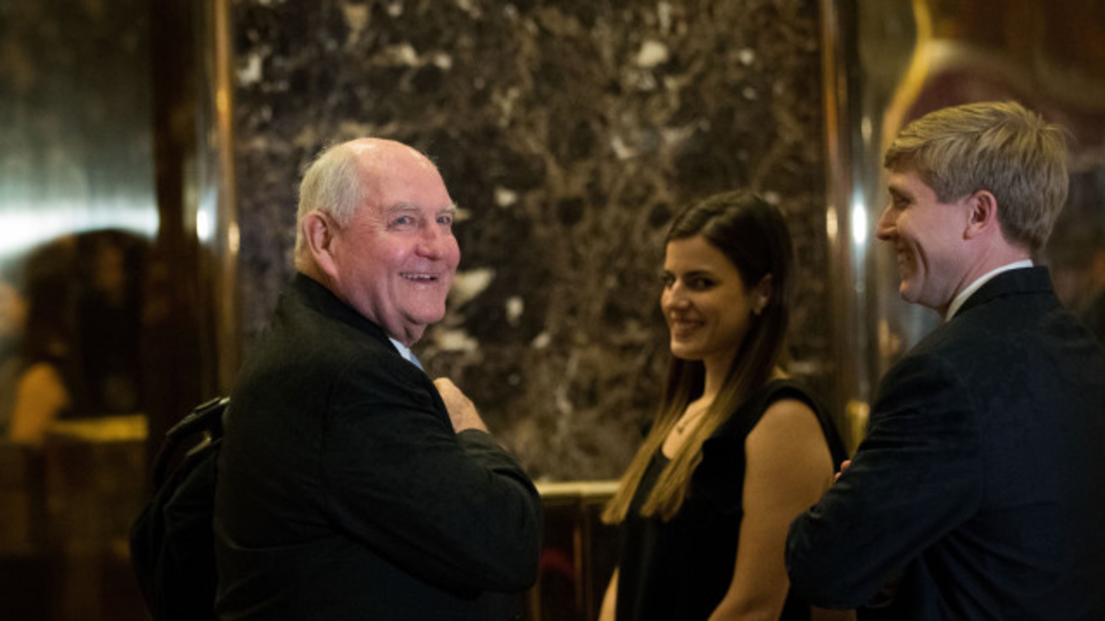 NEW YORK, NY - NOVEMBER 30: Sonny Perdue (L), former governor of Georgia, arrives at Trump Tower, November 30, 2016 in New York City. President-elect Donald Trump and his transition team are in the process of filling cabinet and other high level positions for the new administration. (Photo by Drew Angerer/Getty Images)
