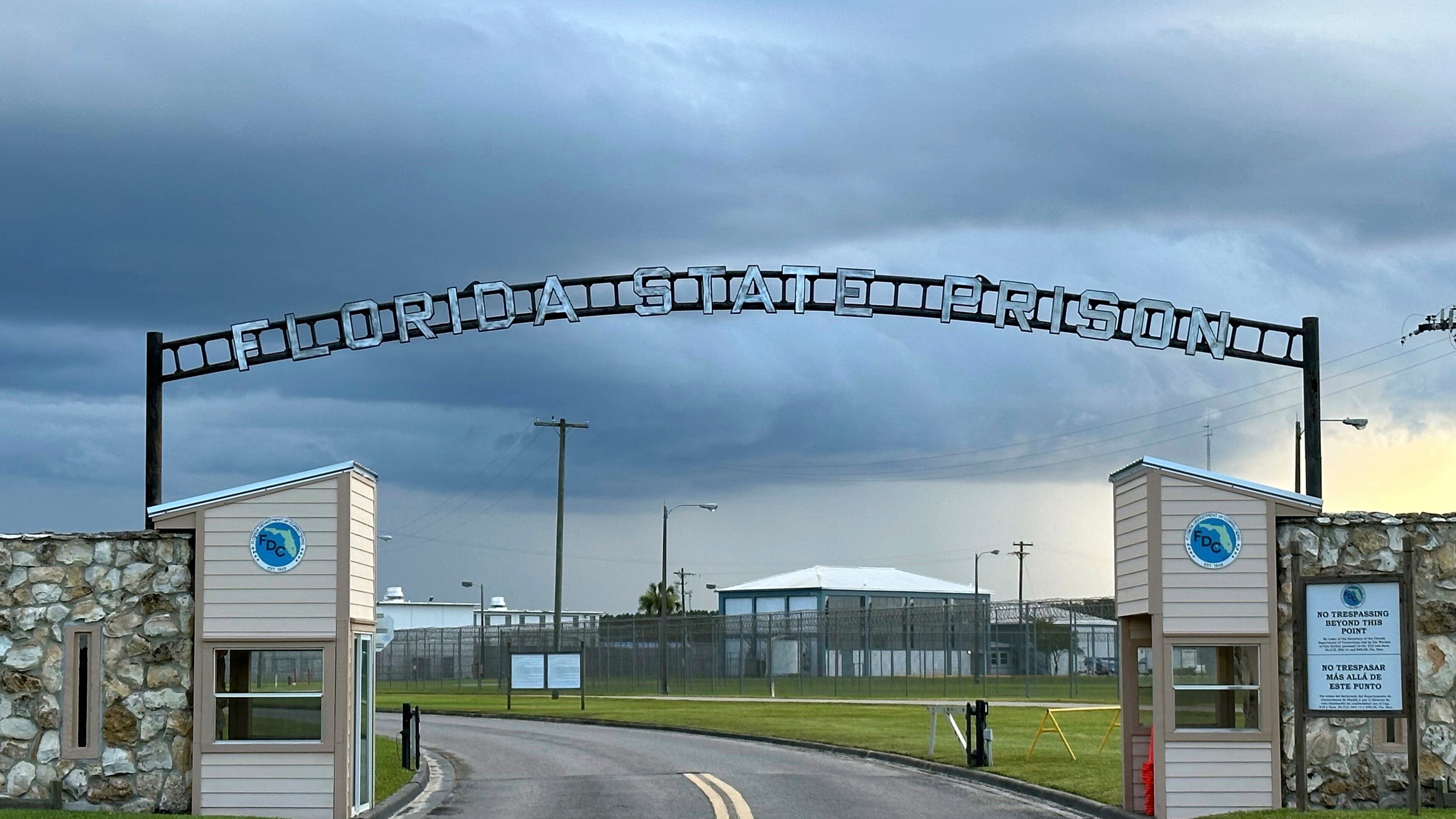 FILE -The entrance to Florida State Prison in Starke, Fla. is shown Thursday, Aug. 3, 2023. (AP Photo/Curt Anderson)