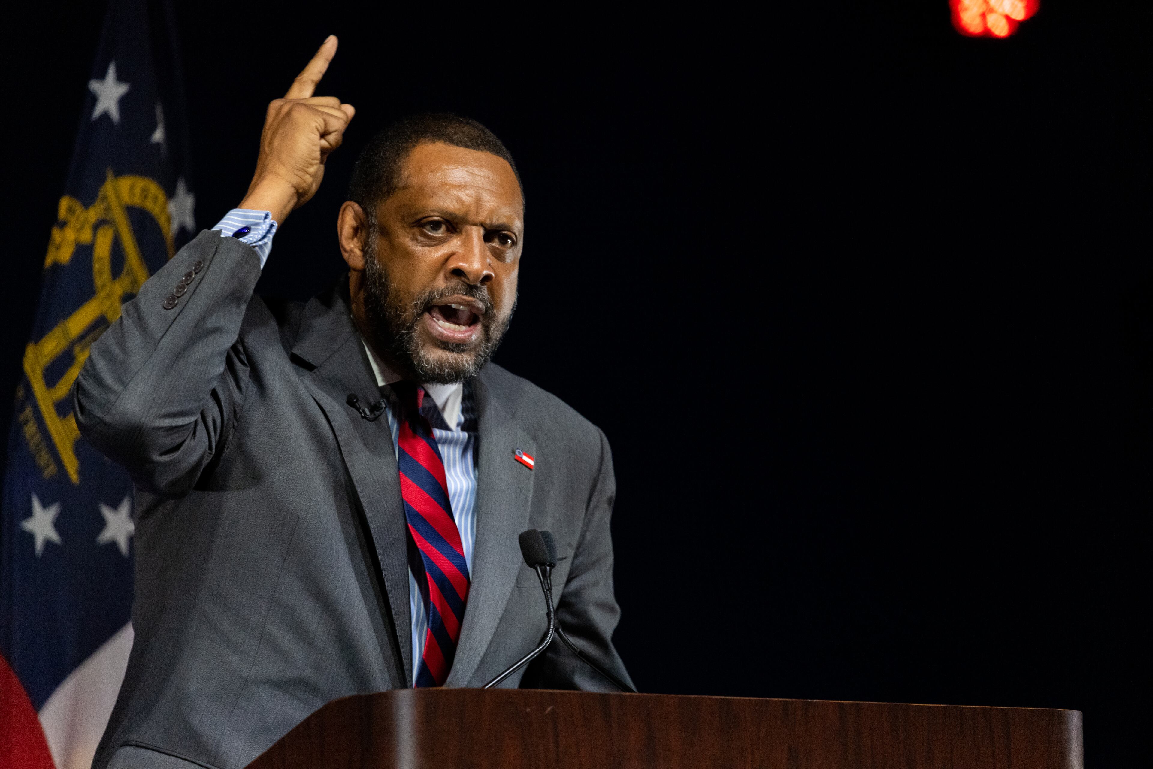 Gubernatorial candidate Vernon Jones speaks at the Georgia GOP convention at Jekyll Island on Saturday, June 5, 2021. (Photo: Nathan Posner for The Atlanta-Journal-Constitution)