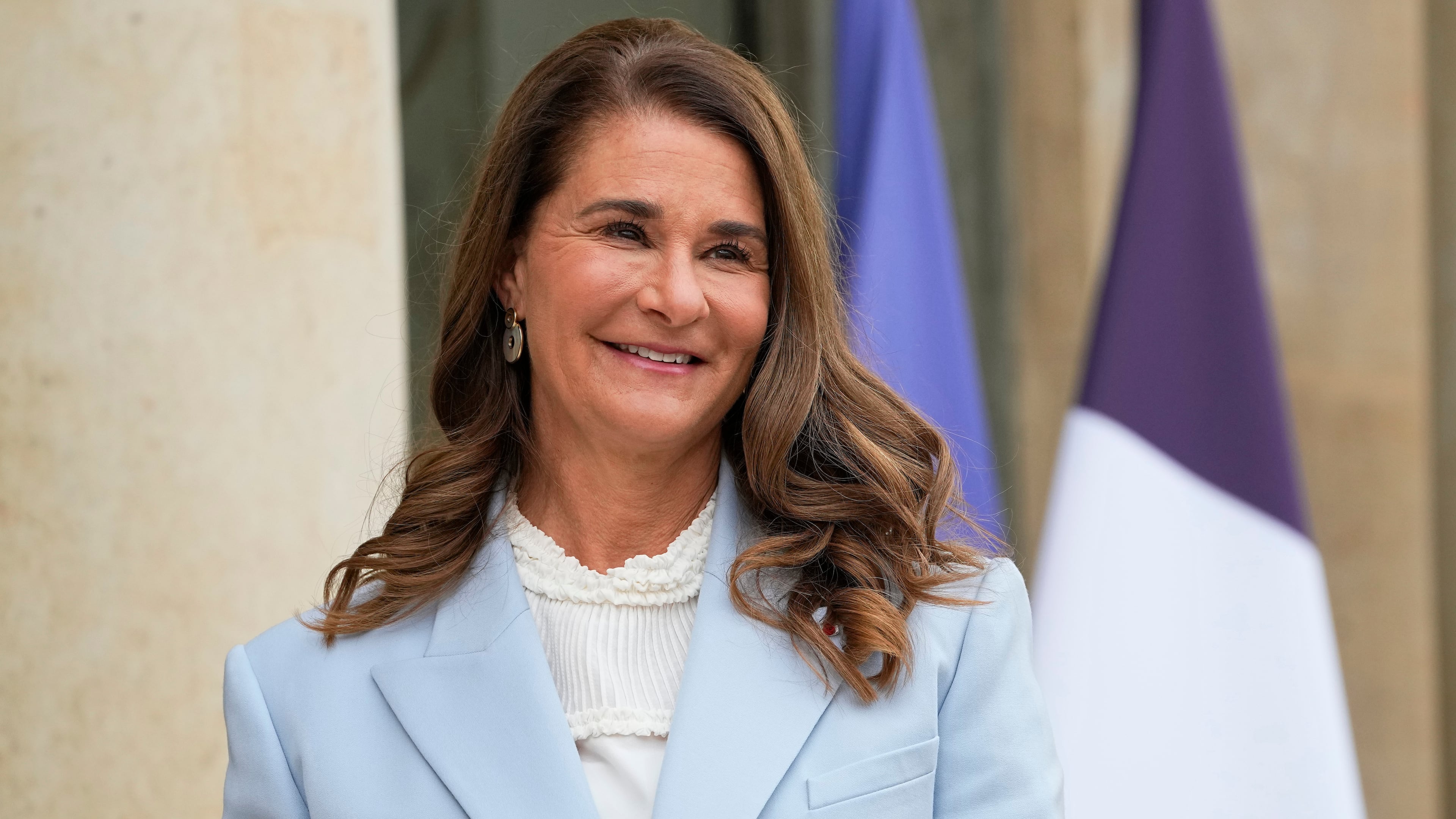 FILE - Melinda Gates, co-chair of the Bill and Melinda Gates Foundation, poses for photographers as she arrives for a meeting after a meeting on the sideline of the gender equality conference at the Elysee Palace in Paris, July 1, 2021. (AP Photo/Michel Euler, File)