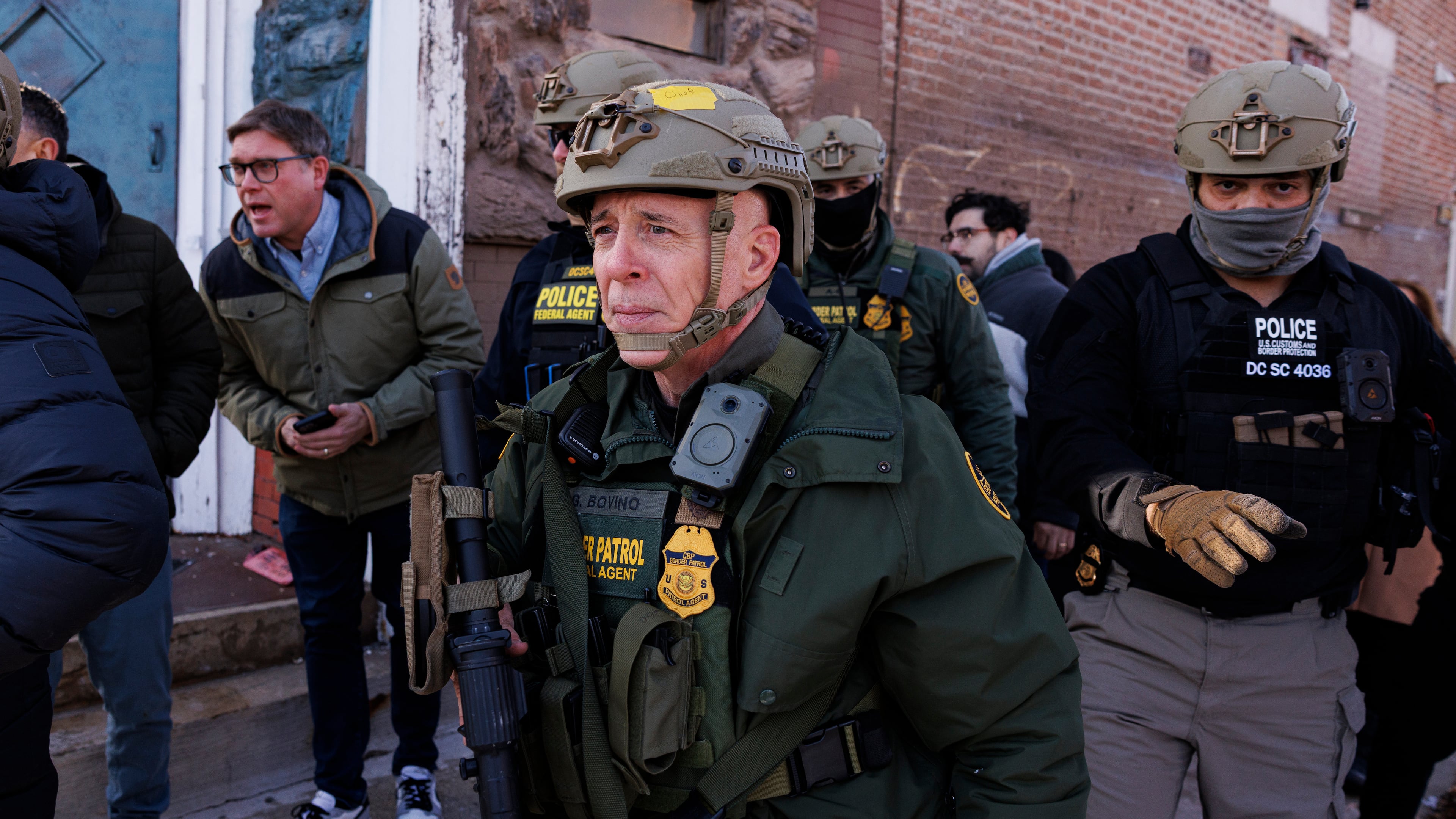 FILE - Border Patrol Cmdr. Gregory Bovino walks alongside his agents in the Little Village neighborhood of Chicago, Dec. 16, 2025. (Anthony Vazquez/Chicago Sun-Times via AP, File)