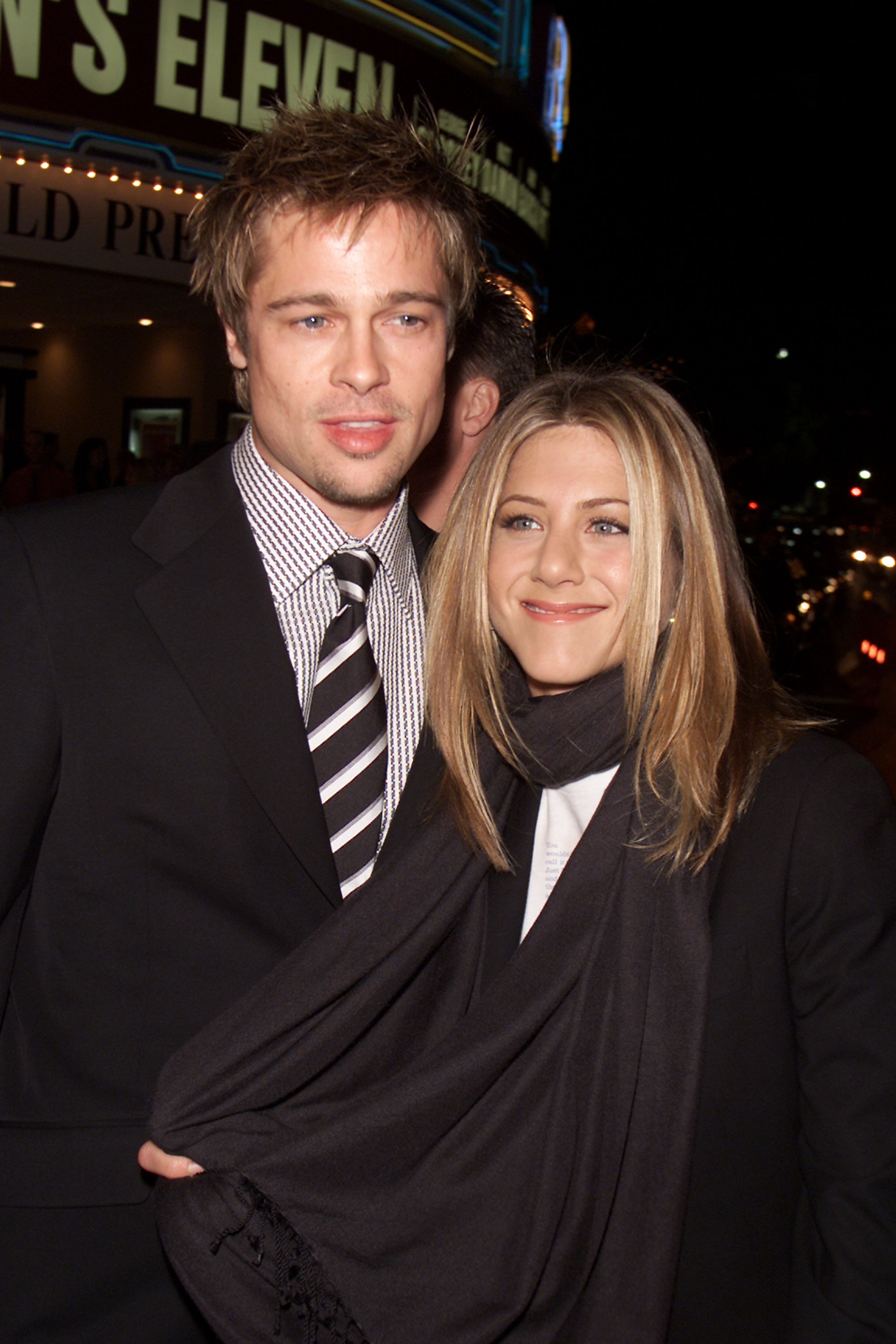 Brad Pitt and Jennifer Aniston at the premiere of "Ocean's Eleven" at the Village Theater in Los Angeles, Ca. Wednesday, December 5, 2001. Photo by Kevin Winter/Getty Images