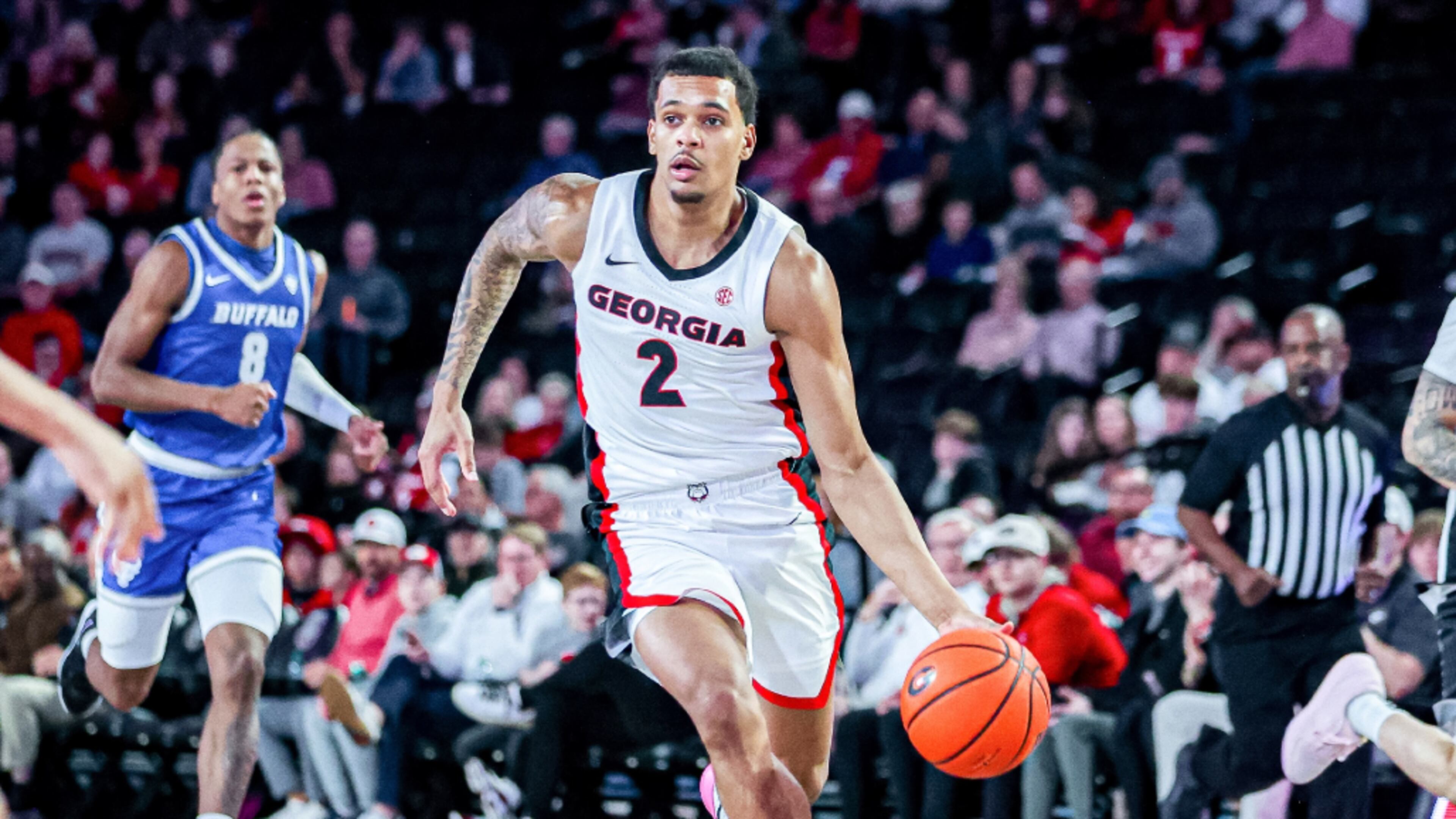 Georgia guard De'Shayne Montgomery finished with 16 points in a win over Buffalo (Via Georgia basketball)