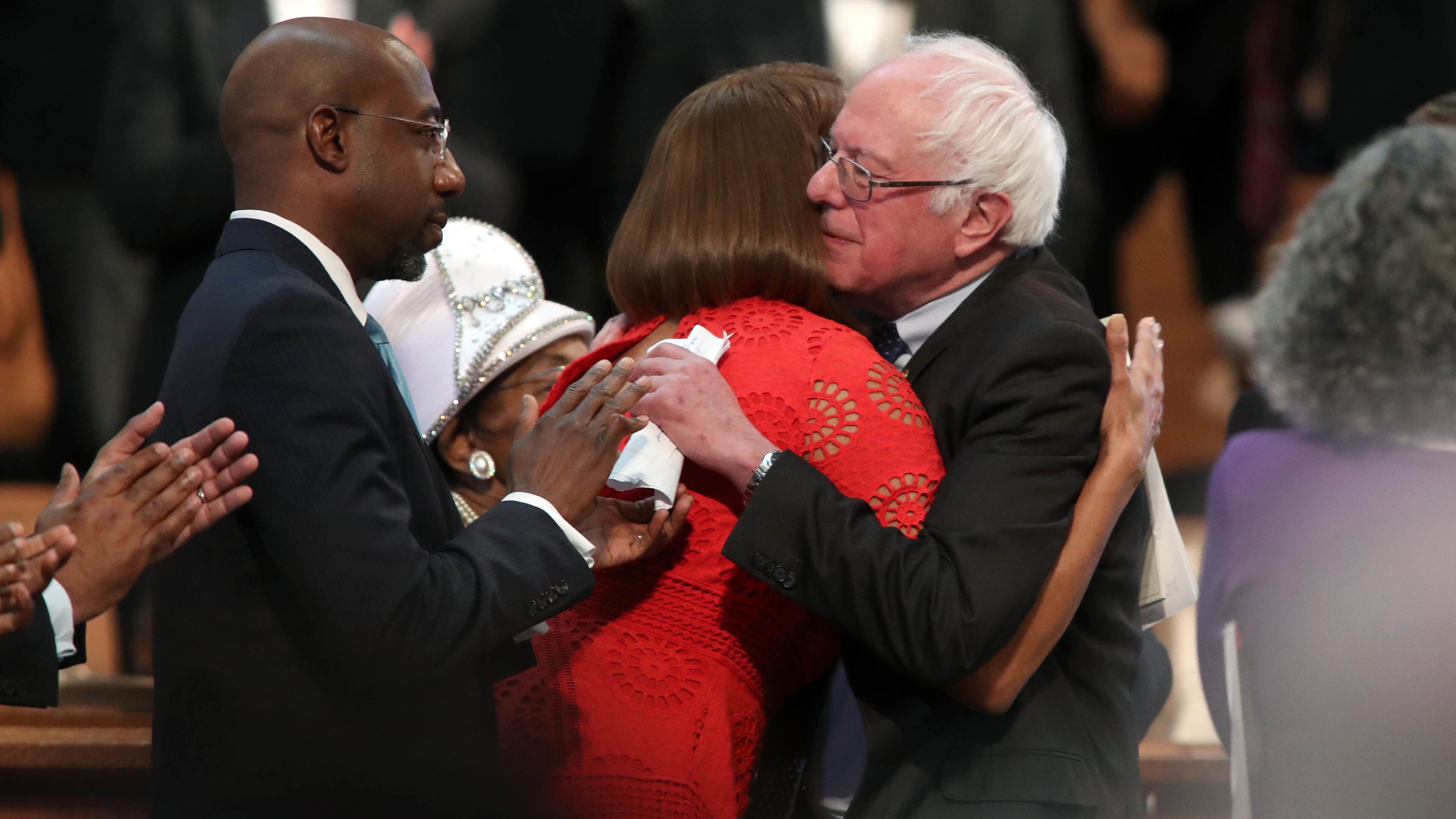 January 16, 2017 - Atlanta, Ga: Senator Bernie Sanders is greeted by a member of the King family after his speech during the 49th annual Martin Luther King Jr. Commemorative Service at Ebenezer Baptist Church Monday, January 16, 2017, in Atlanta, Ga. PHOTO / JASON GETZ