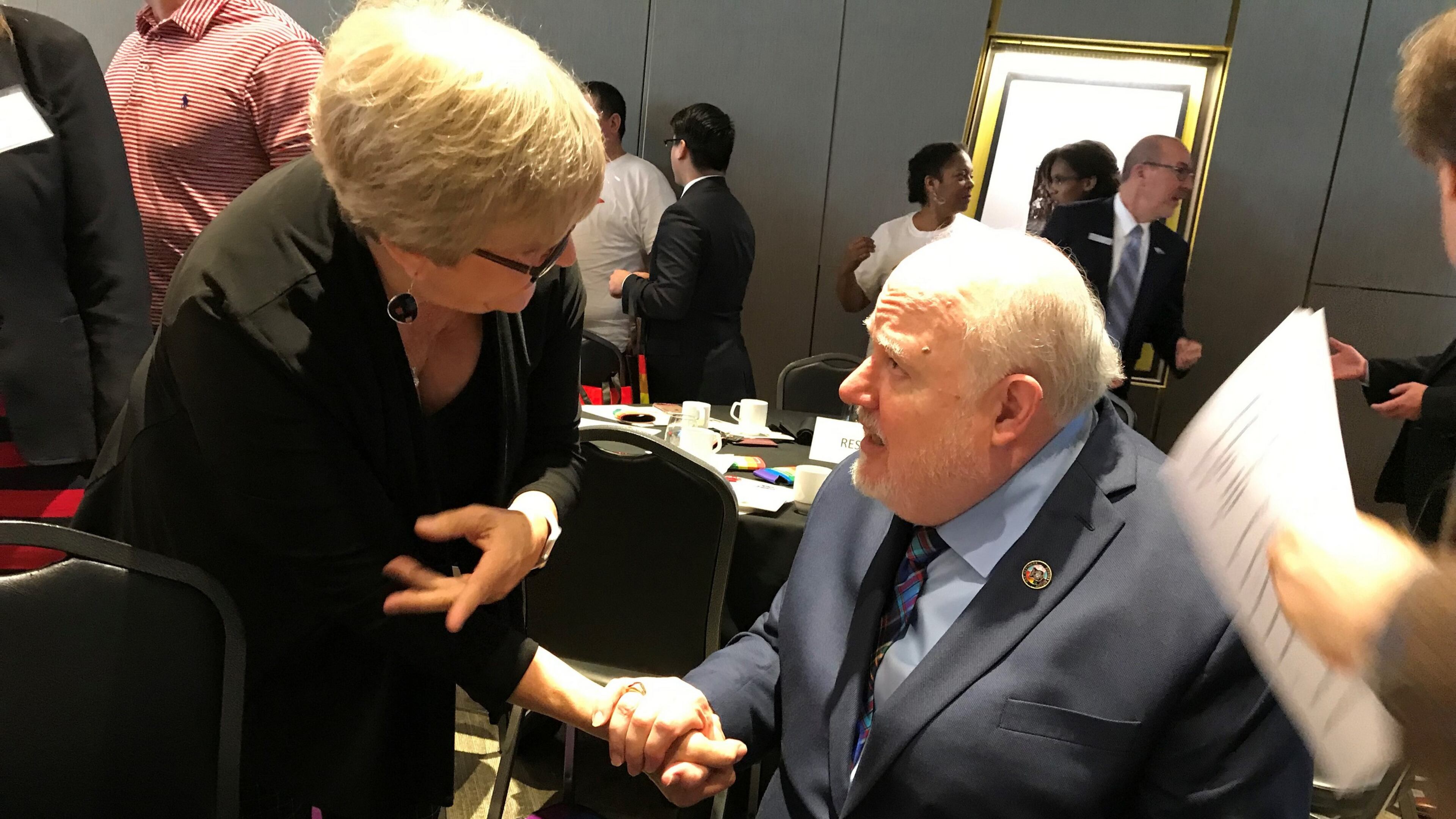 David Carter, who died last Friday, is seen here in a photo from June 28, 2019, when he spoke at the National Center for Civil and Human Rights on the 50th anniversary of the Stonewall uprising. BO EMERSON/BEMERSON@AJC.COM
