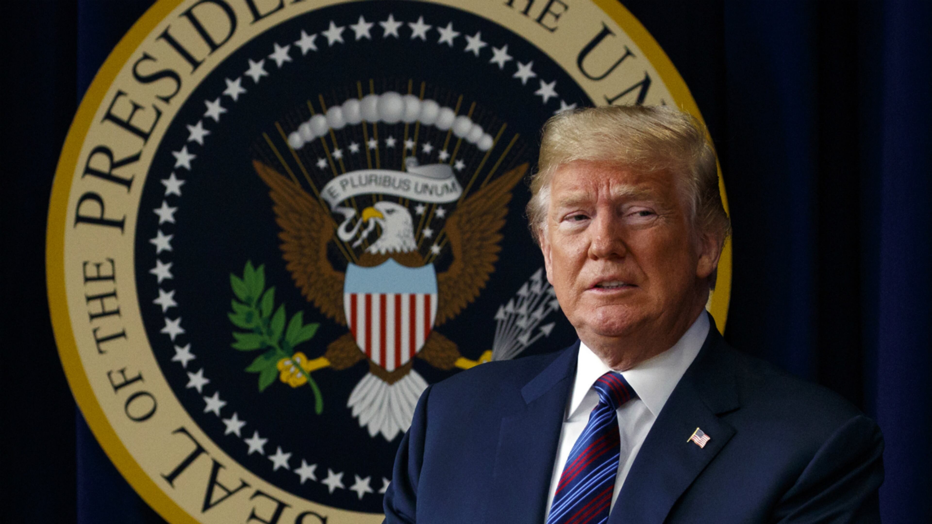 In this May 30, 2018 photo, President Donald Trump arrives for a bill signing ceremony in the South Court Auditorium on the White House campus, Wednesday, May 30, 2018, in Washington. President Donald Trump says he has "absolute right to PARDON myself" but says has "done nothing wrong" in the Russia probe.