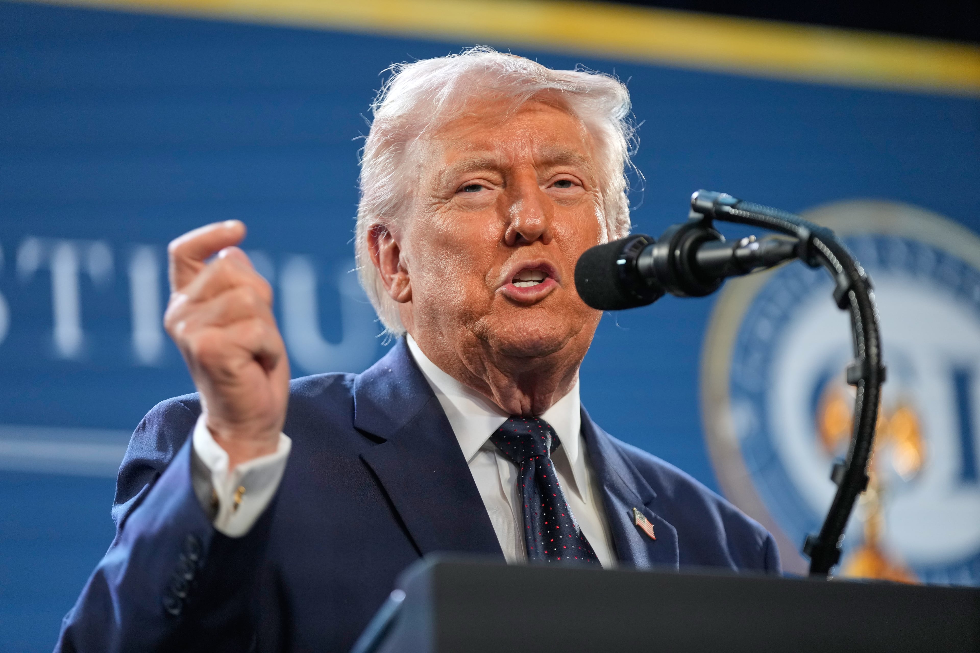 President Donald Trump speaks at the Republican Members Issues Conference, Monday, March 9, 2026, at Trump National Doral Miami in Doral, Fla. (AP Photo/Mark Schiefelbein)