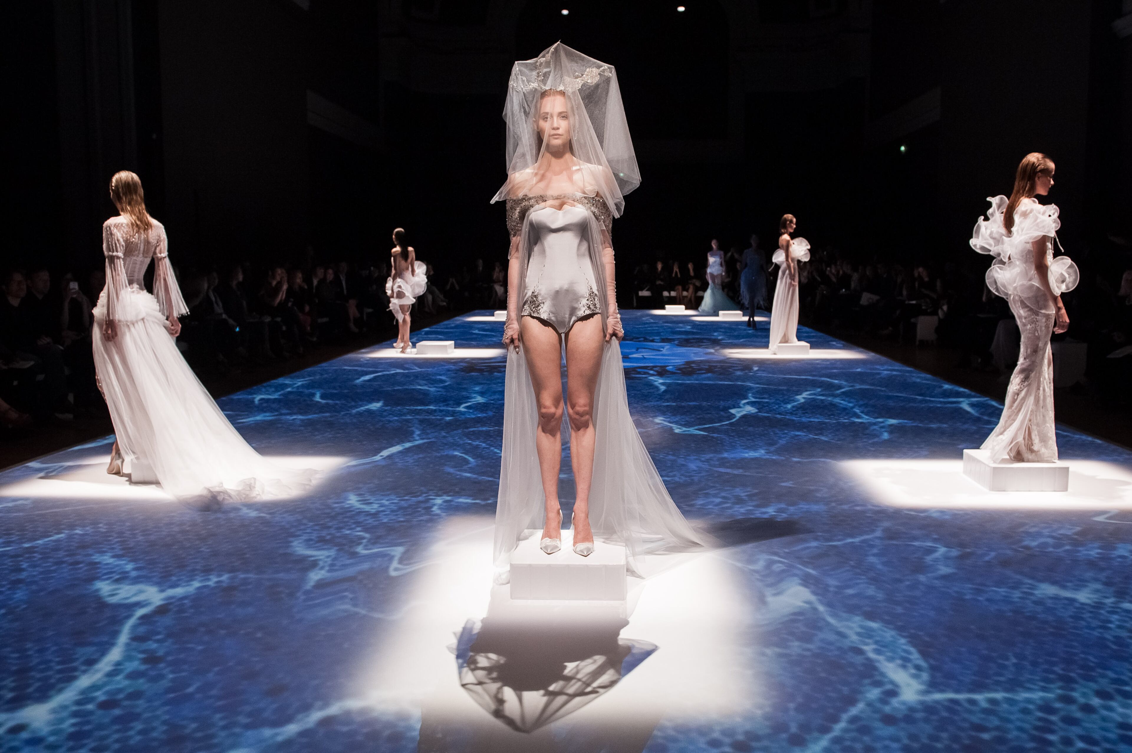 PARIS, FRANCE - JULY 09: Models walk the runway during the Lan YU show as part of Paris Fashion Week - Haute Couture Fall/Winter 2014-2015 at Grand Palais on July 9, 2014 in Paris, France. (Photo by Francois Durand/Getty Images)