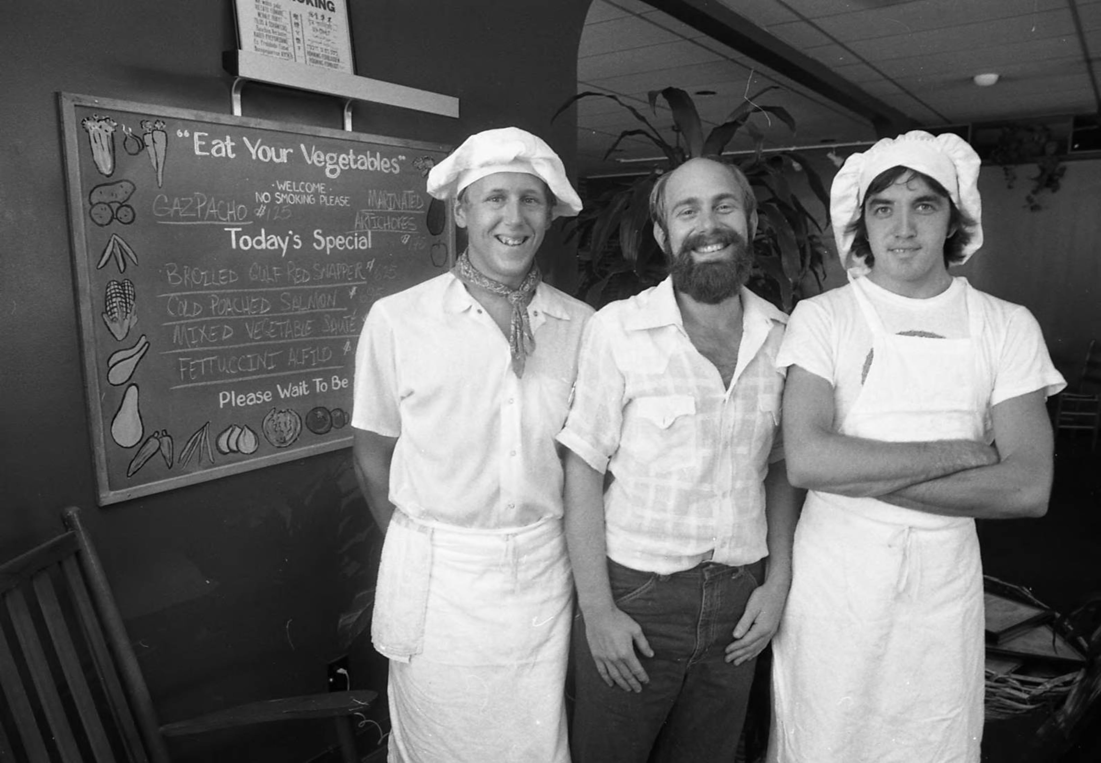 Sept. 11, 1980 -- Owner and staff of Eat Your Vegetables restaurant, Little Five Points.