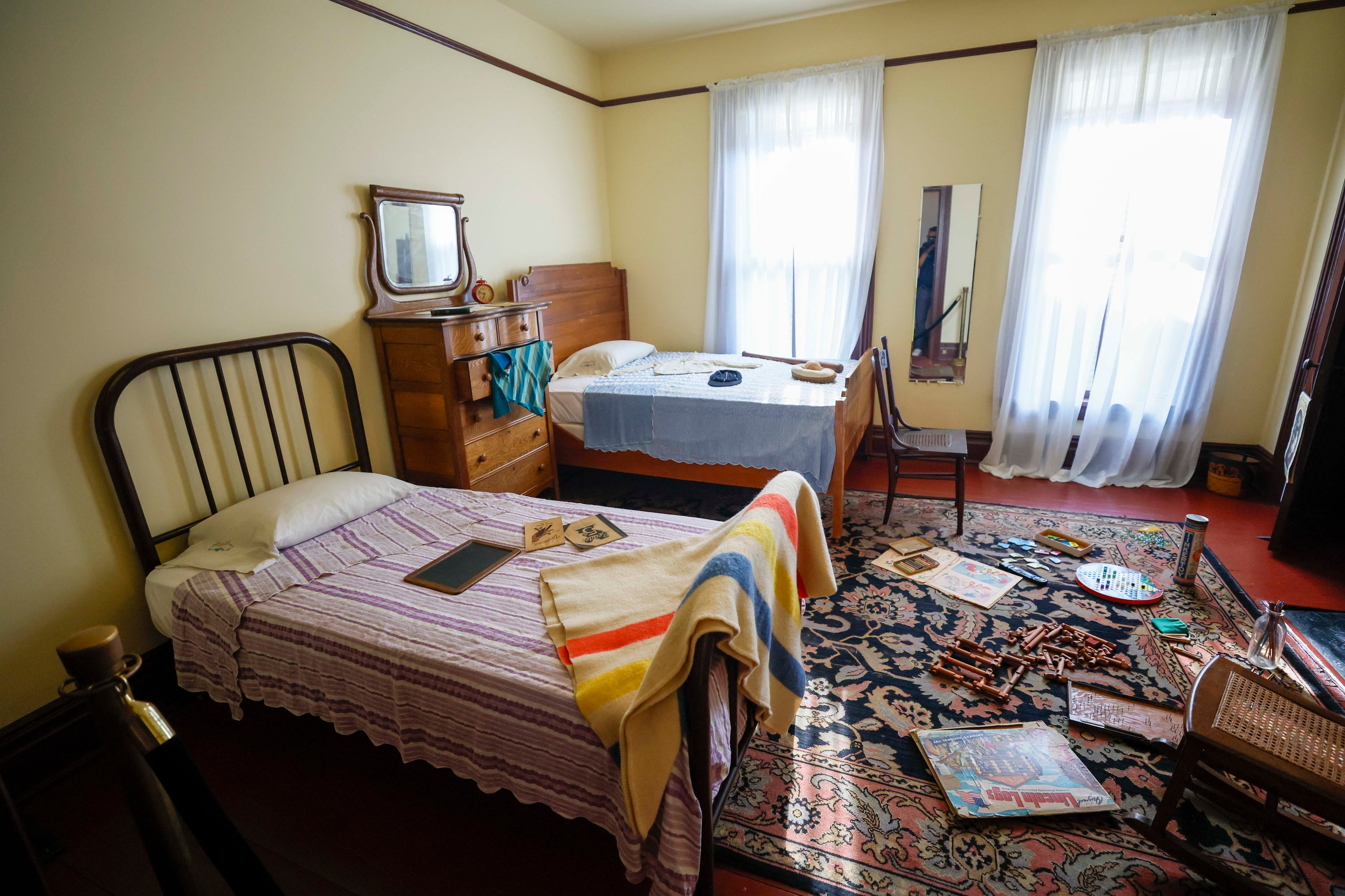 The kids’ bedroom of the restored Martin Luther King Jr. childhood home on Thursday, July 2, 2026. (Miguel Martinez/AJC)