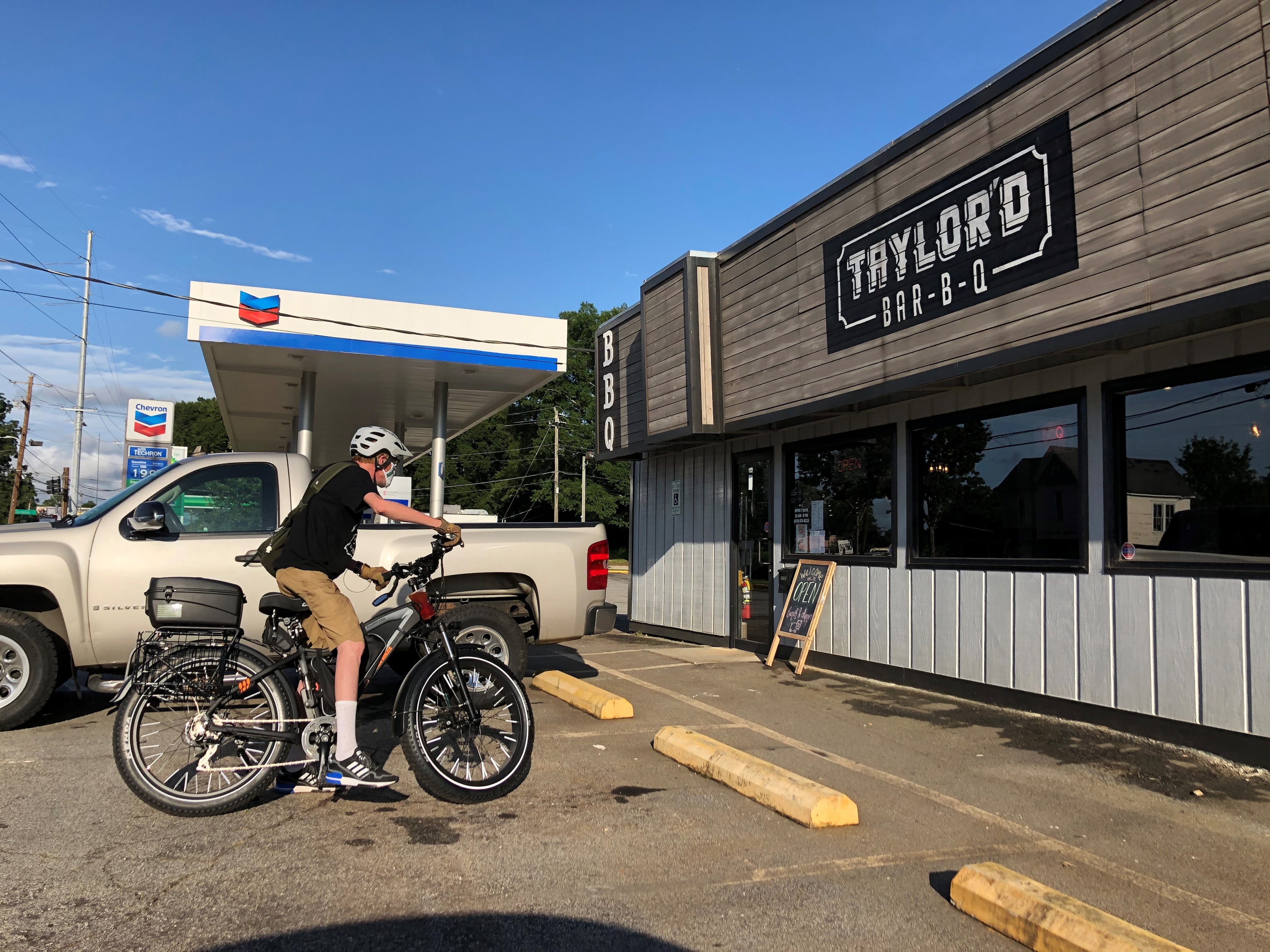 A customer departs Taylor’d Bar-B-Q on College Avenue in Avondale Estates. CONTRIBUTED BY WENDELL BROCK