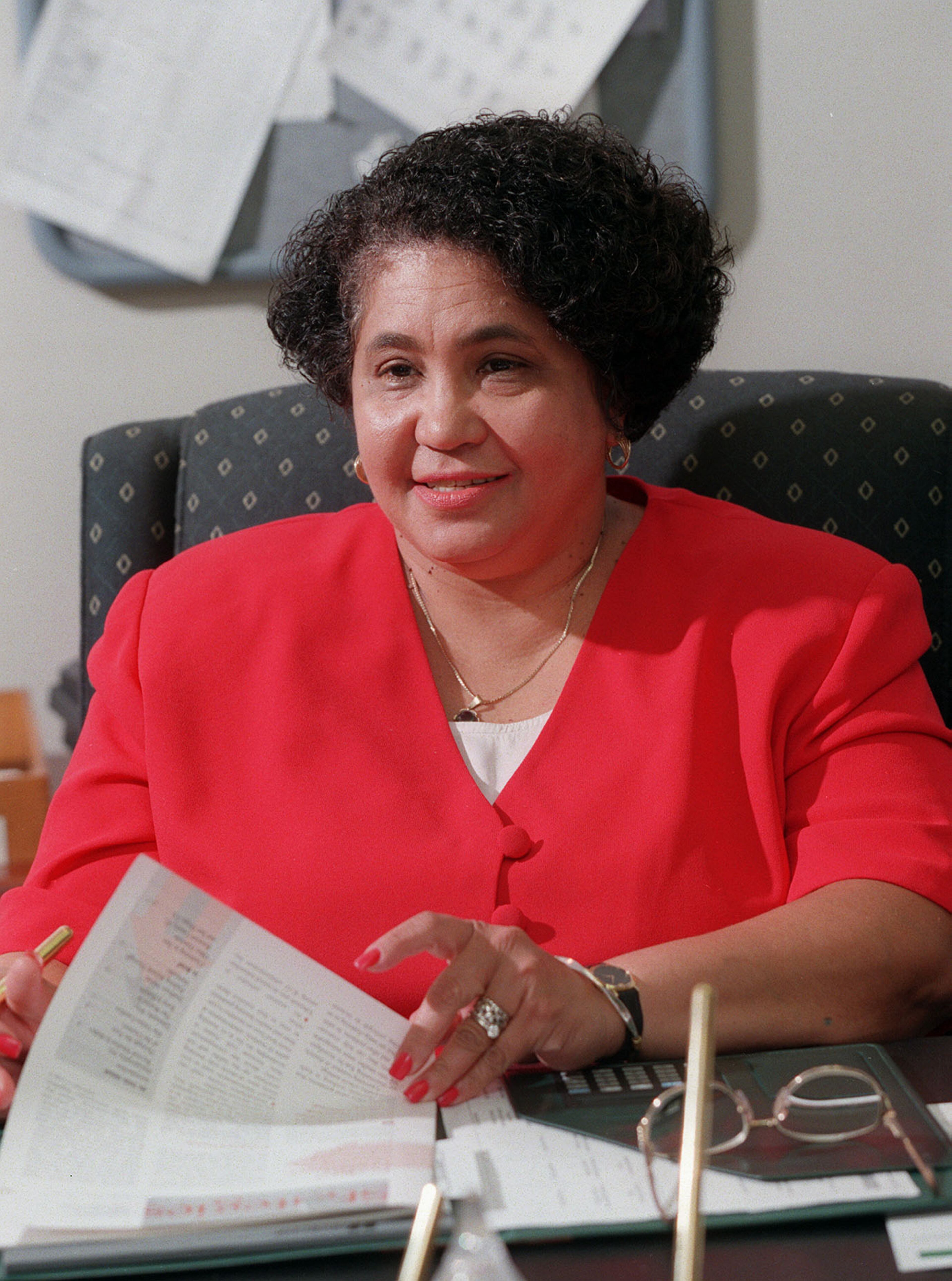Dr. Beverly Hall, state appointed Newark Schools Superintendent, during an interview in her Newark office. From the start, Hall was seen in Newark as the field marshal of an occupying army. Educators and elected officials resented the state intervention and pounced on Hall’s every misstep. Credit: New Jersey Newsphotos